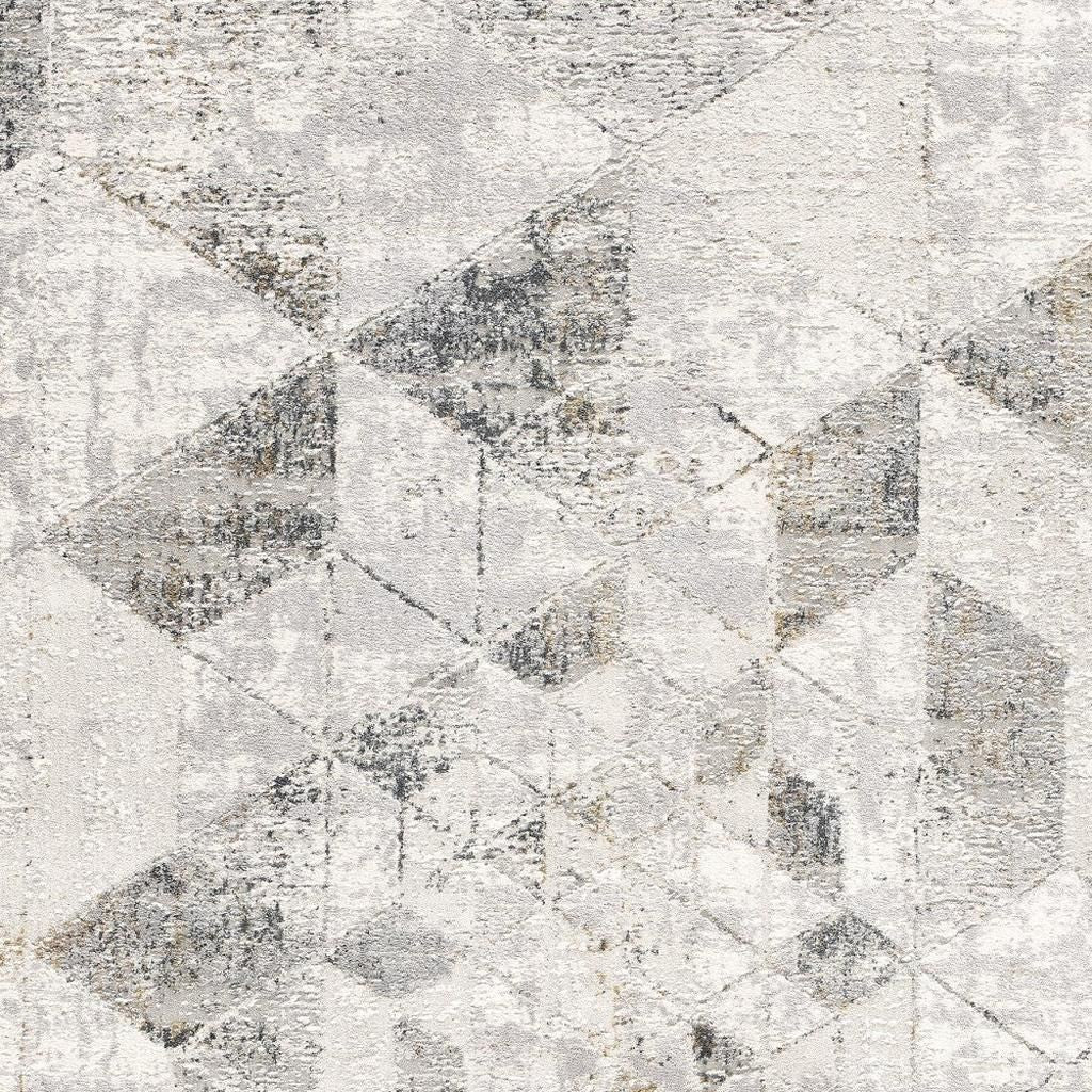 4' X 6' Gray and Ivory Abstract Power Loom Area Rug-Area Rugs-DECOROLALA