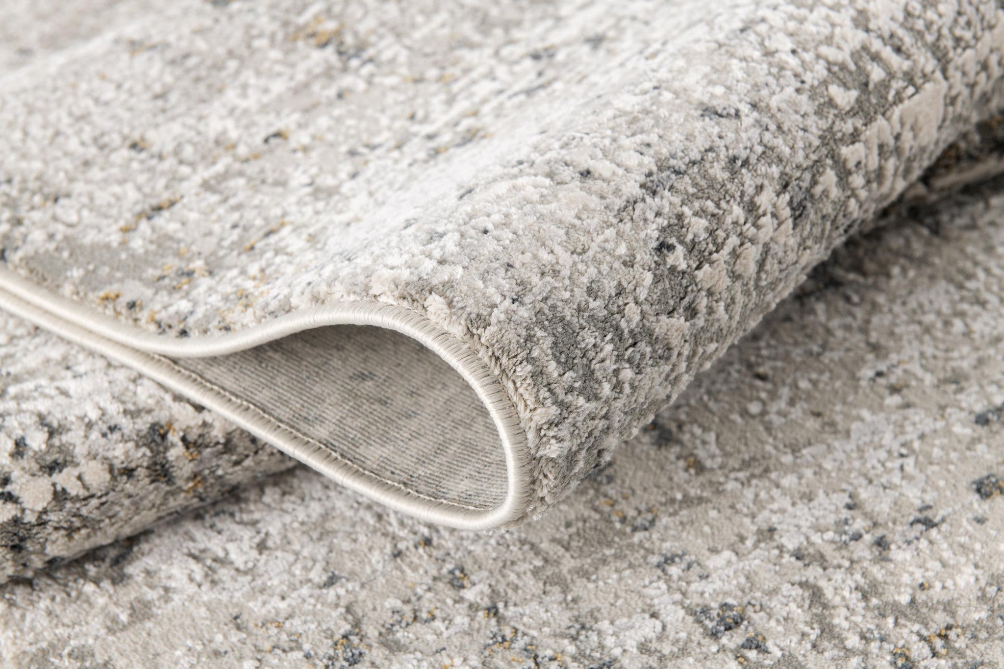 4' X 6' Gray and Ivory Abstract Power Loom Area Rug-Area Rugs-DECOROLALA