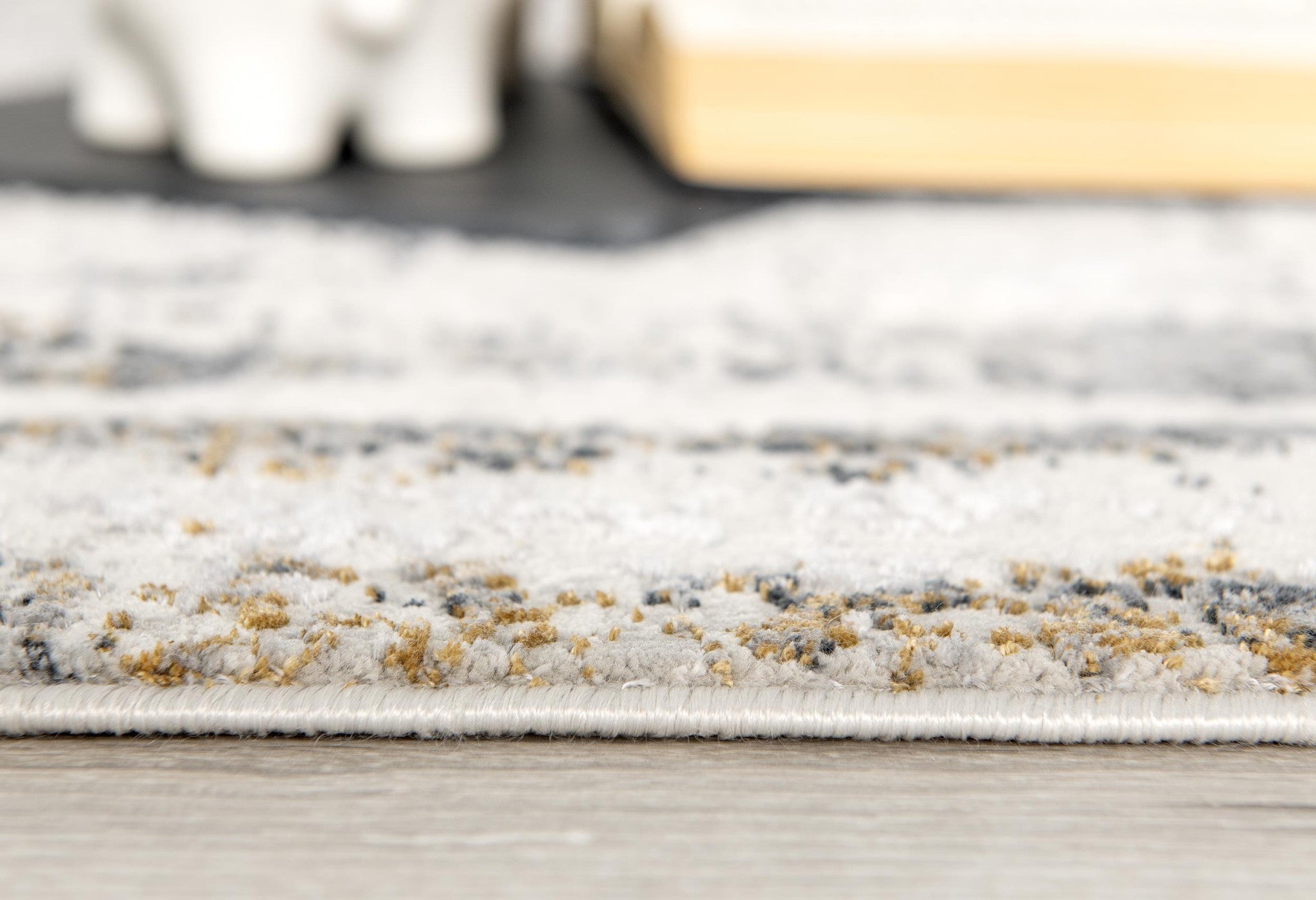 4' X 6' Gray and Ivory Abstract Power Loom Area Rug-Area Rugs-DECOROLALA