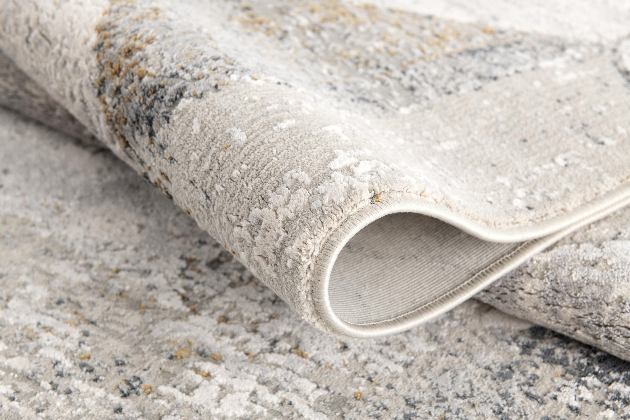 4' X 6' Gray and Ivory Abstract Power Loom Area Rug-Area Rugs-DECOROLALA