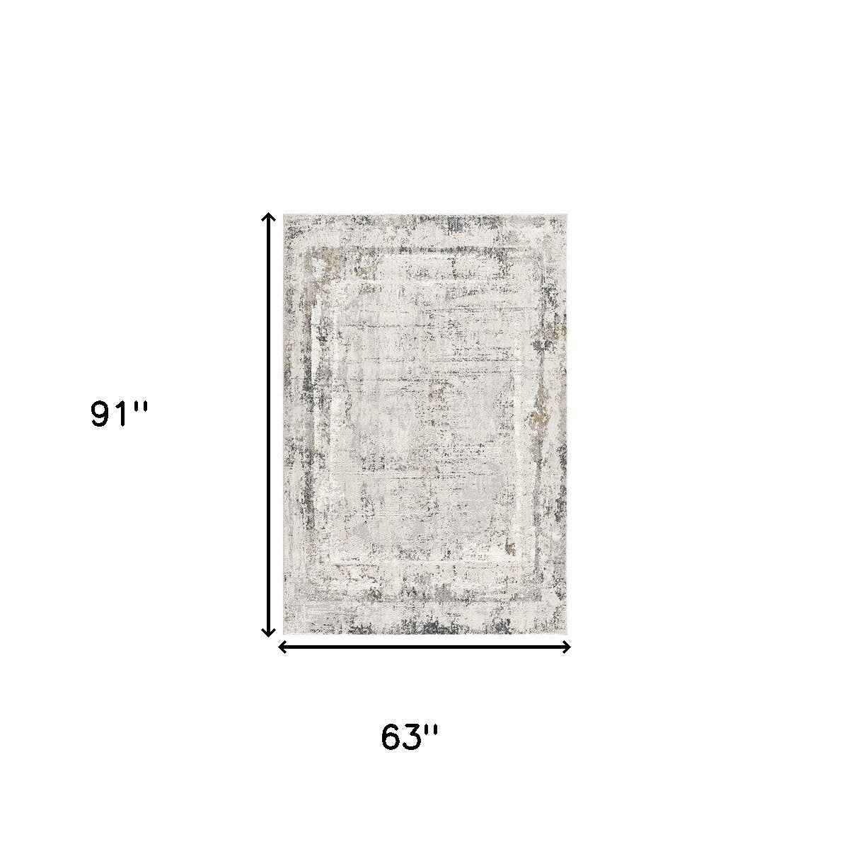 4' X 6' Gray and Ivory Abstract Power Loom Area Rug-Area Rugs-DECOROLALA