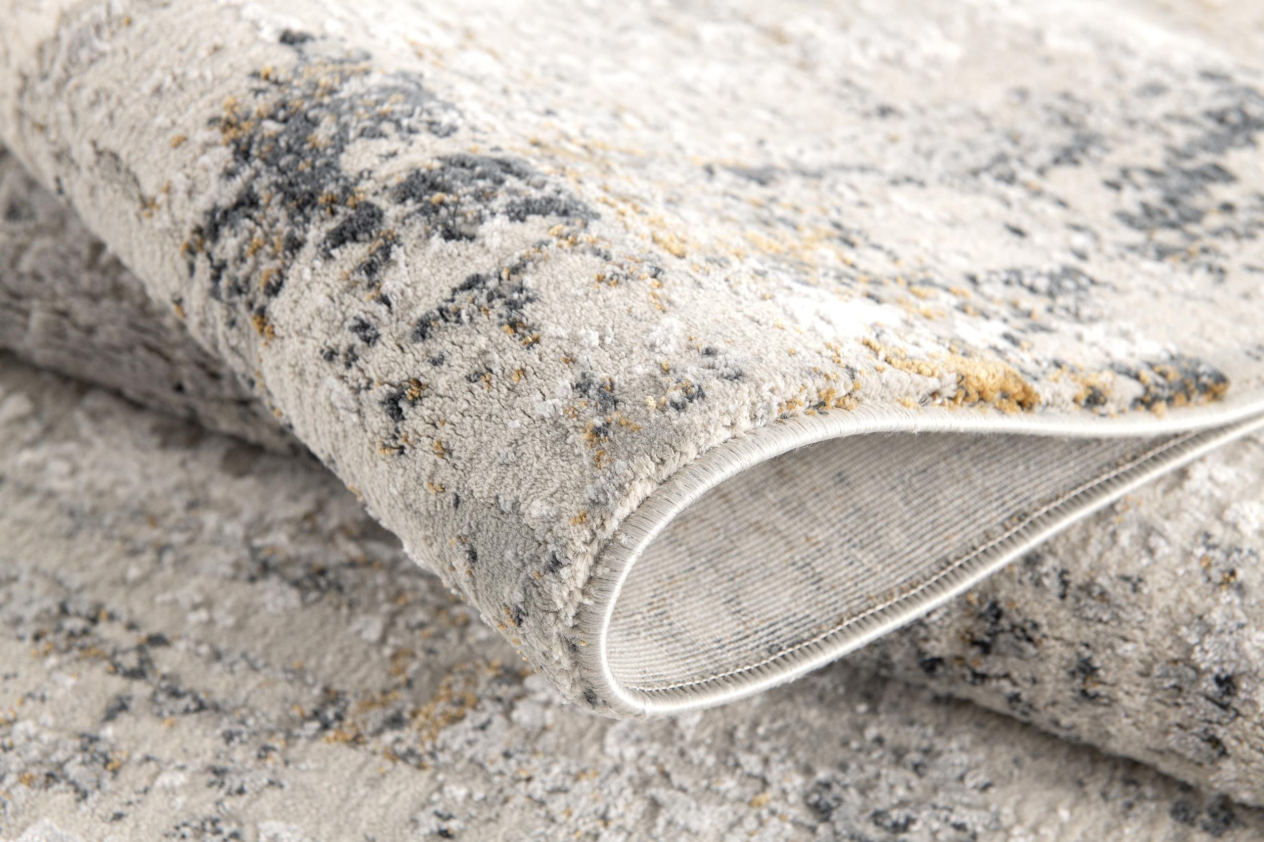 4' X 6' Gray and Ivory Abstract Power Loom Area Rug-Area Rugs-DECOROLALA