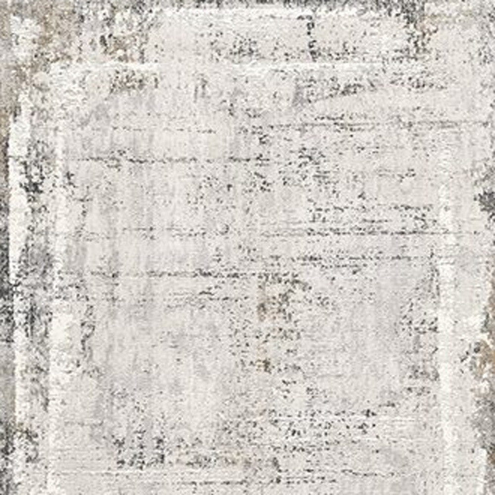 4' X 6' Gray and Ivory Abstract Power Loom Area Rug-Area Rugs-DECOROLALA