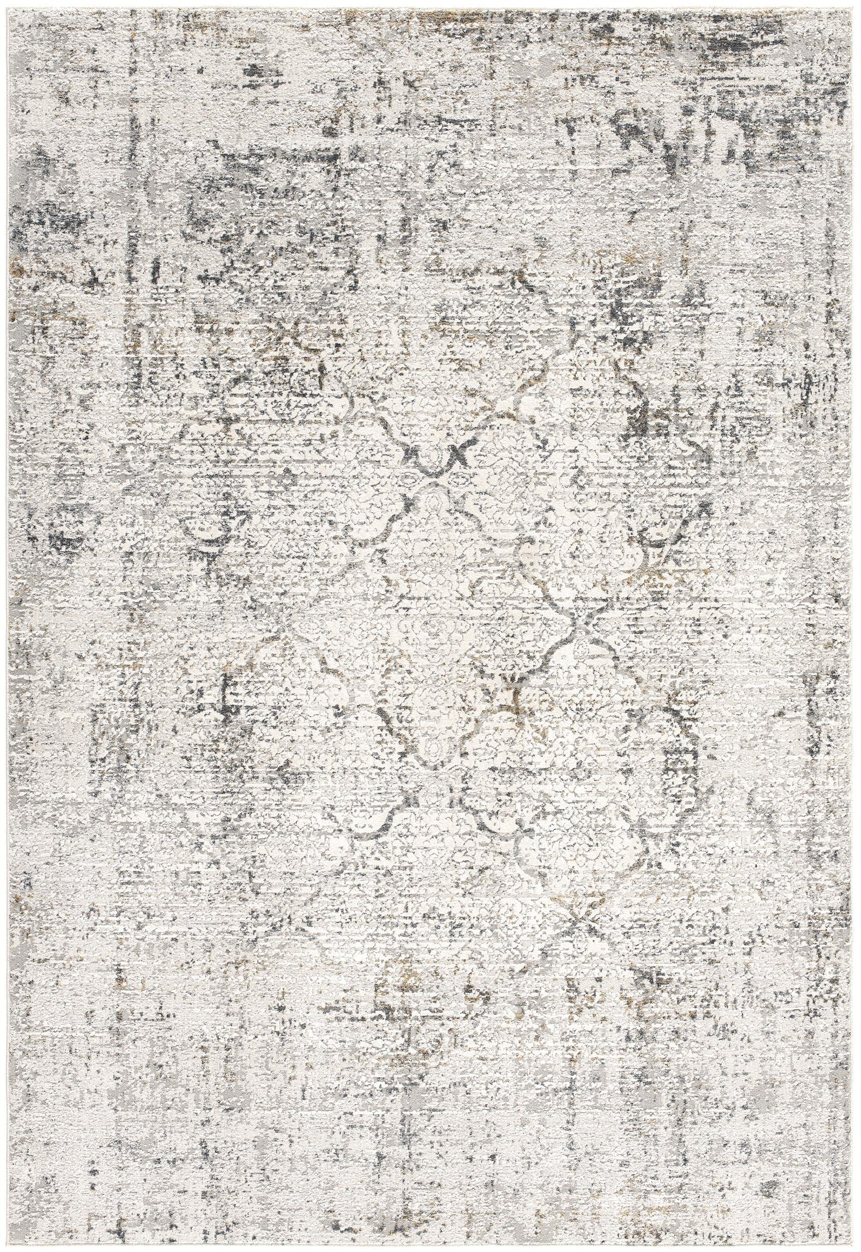 4' X 6' Gray and Ivory Abstract Power Loom Area Rug-Area Rugs-DECOROLALA