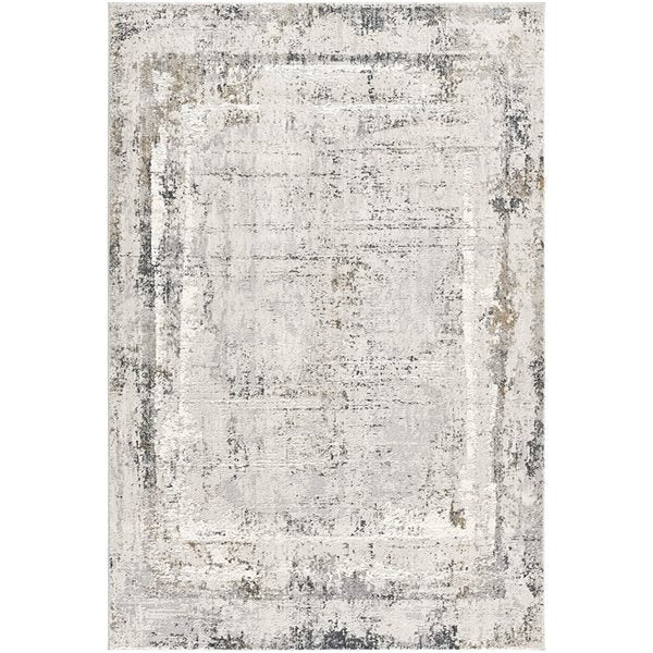 4' X 6' Gray and Ivory Abstract Power Loom Area Rug-Area Rugs-DECOROLALA