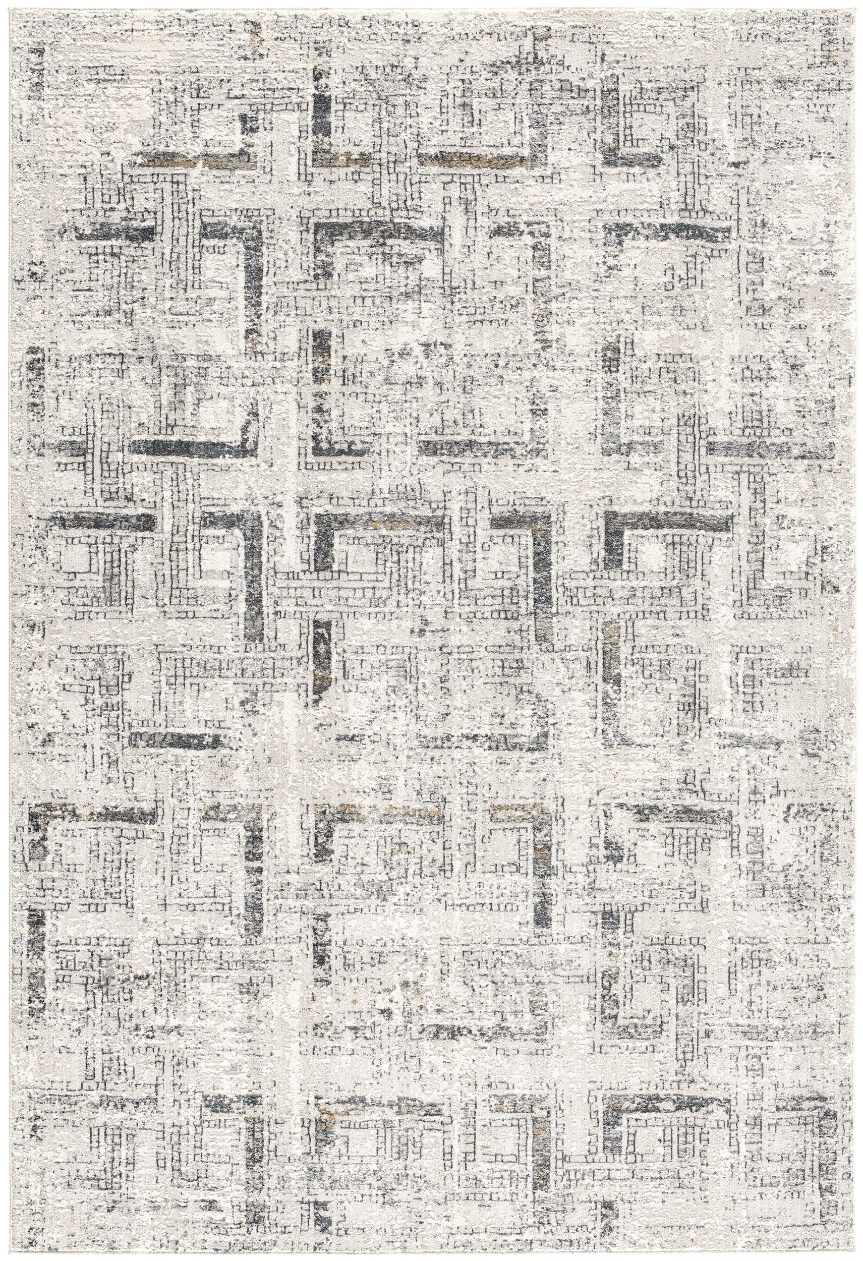 4' X 6' Gray and Ivory Abstract Power Loom Area Rug-Area Rugs-DECOROLALA