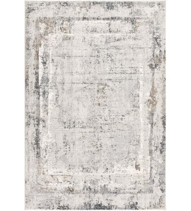 4' X 6' Gray and Ivory Abstract Power Loom Area Rug-Area Rugs-DECOROLALA