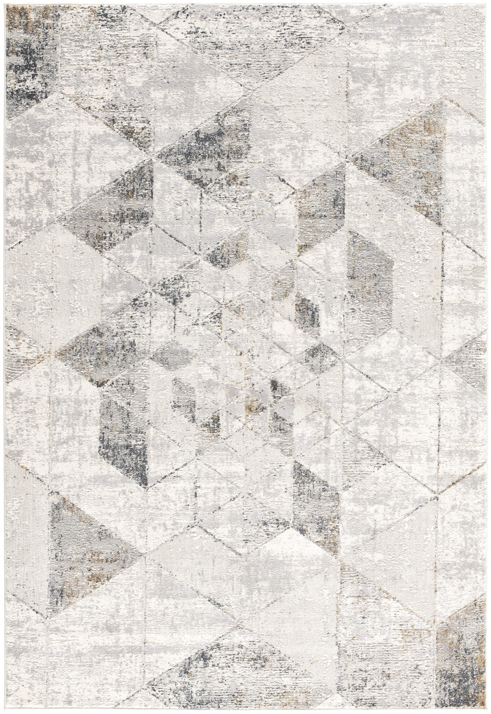 4' X 6' Gray and Ivory Abstract Power Loom Area Rug-Area Rugs-DECOROLALA