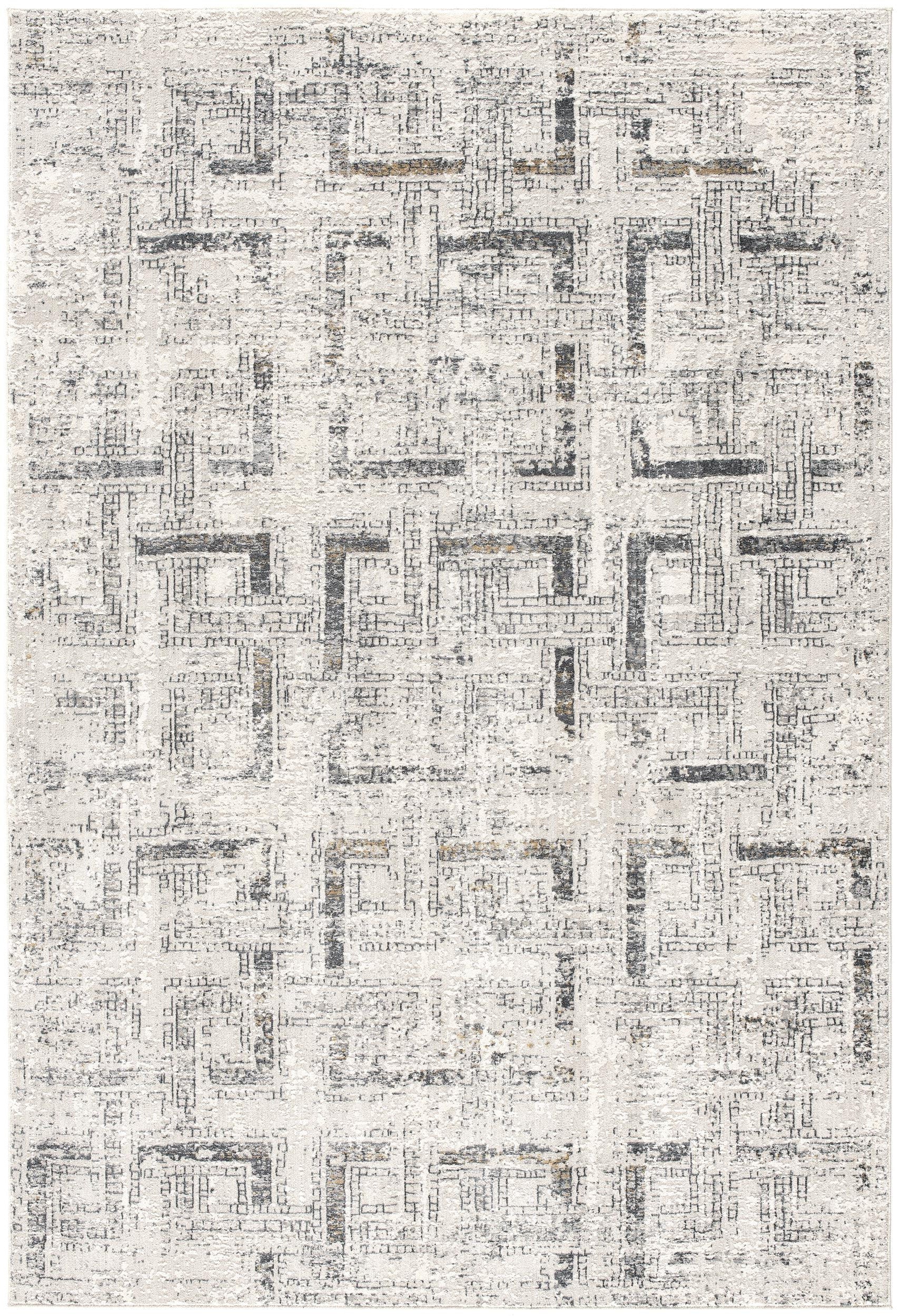 4' X 6' Gray and Ivory Abstract Power Loom Area Rug-Area Rugs-DECOROLALA