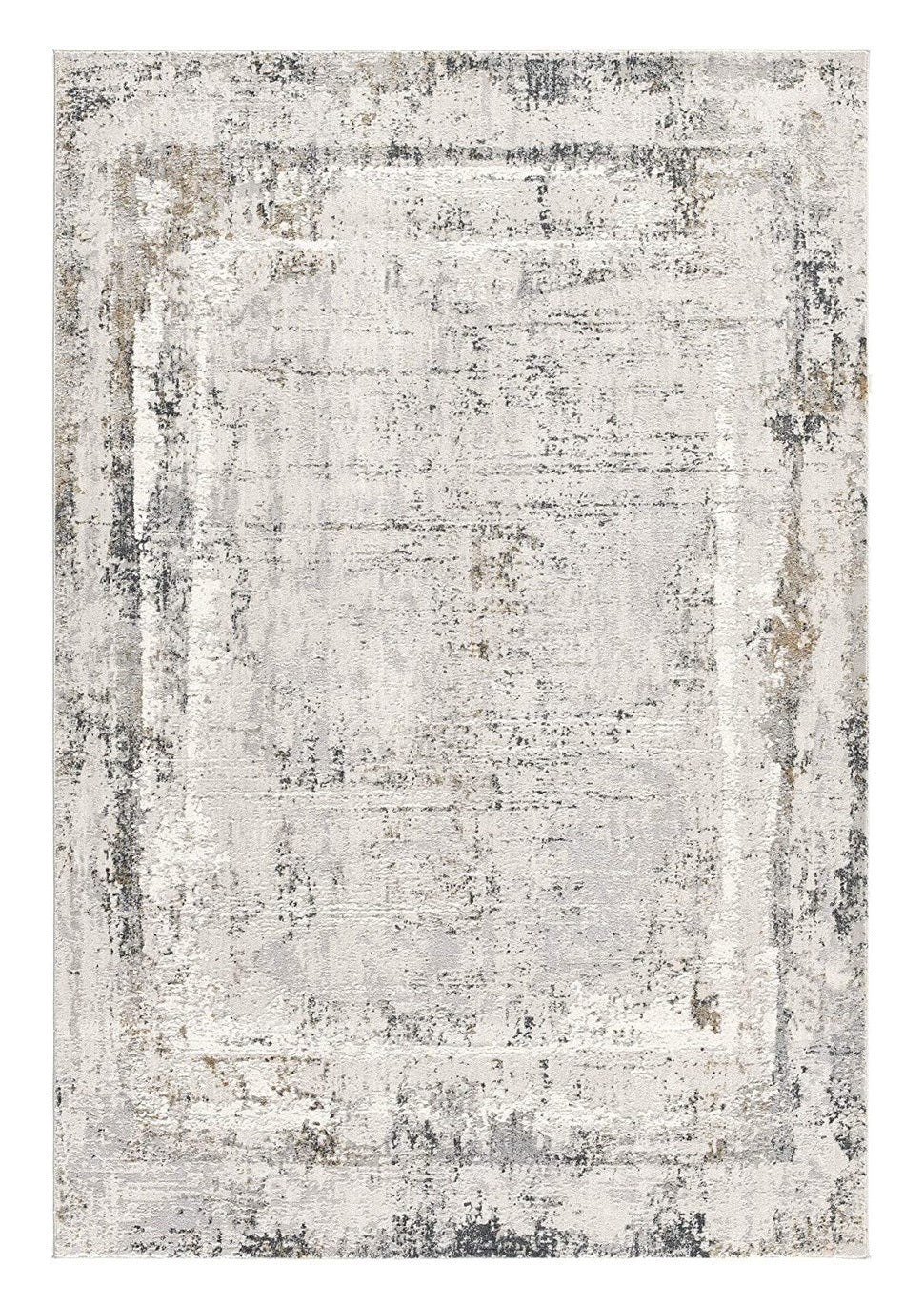 4' X 6' Gray and Ivory Abstract Power Loom Area Rug-Area Rugs-DECOROLALA
