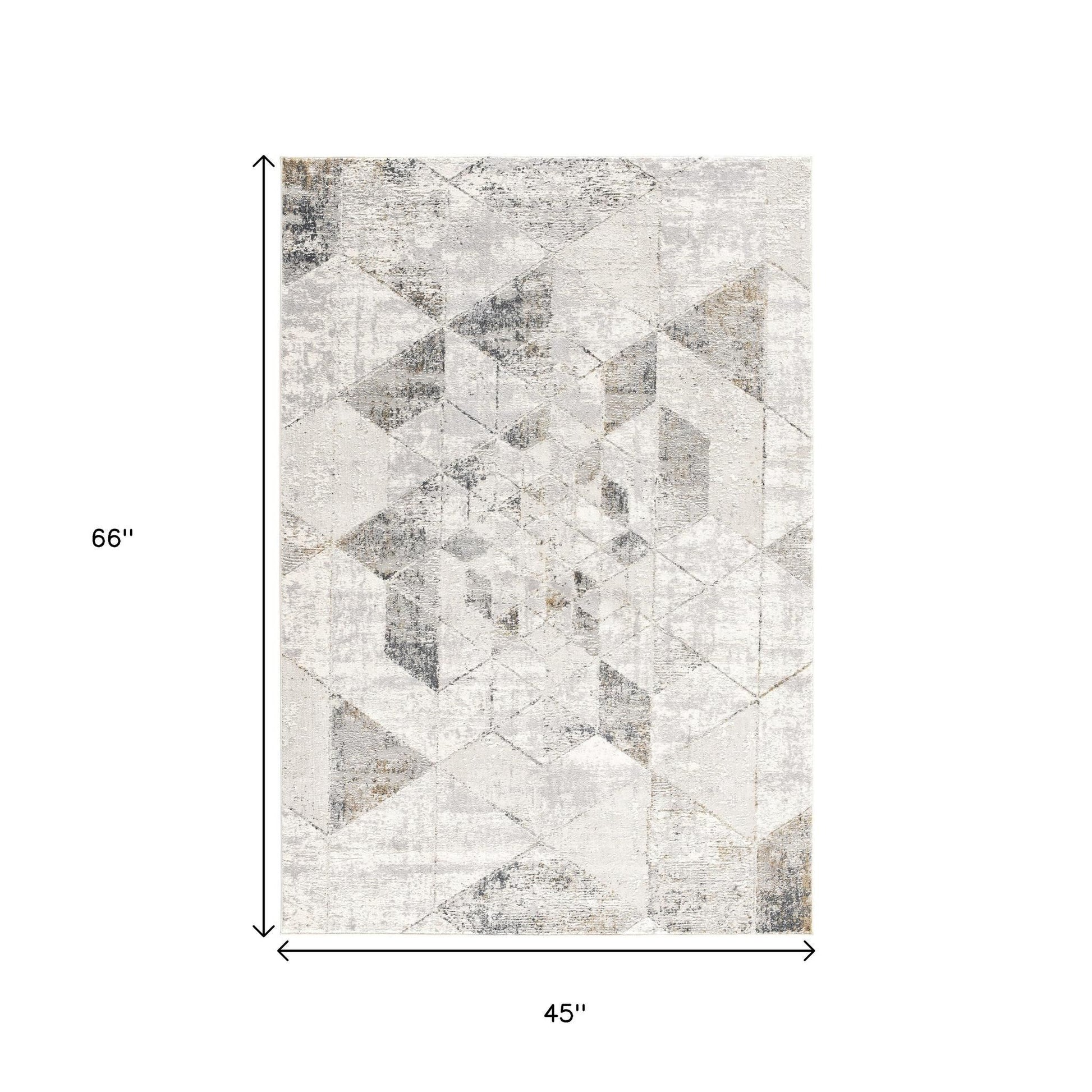 4' X 6' Gray and Ivory Abstract Power Loom Area Rug-Area Rugs-DECOROLALA