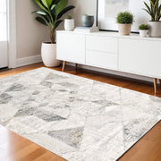 4' X 6' Gray and Ivory Abstract Power Loom Area Rug-Area Rugs-DECOROLALA