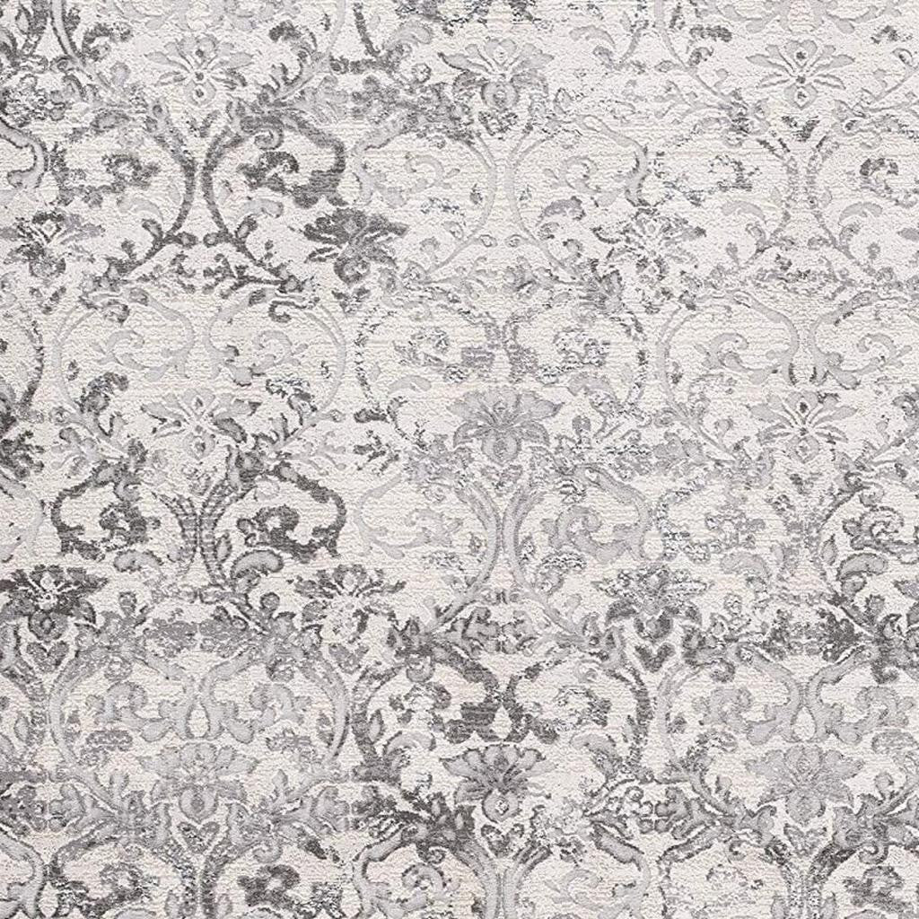4' X 6' Gray and Ivory Toile Power Loom Area Rug-Area Rugs-DECOROLALA