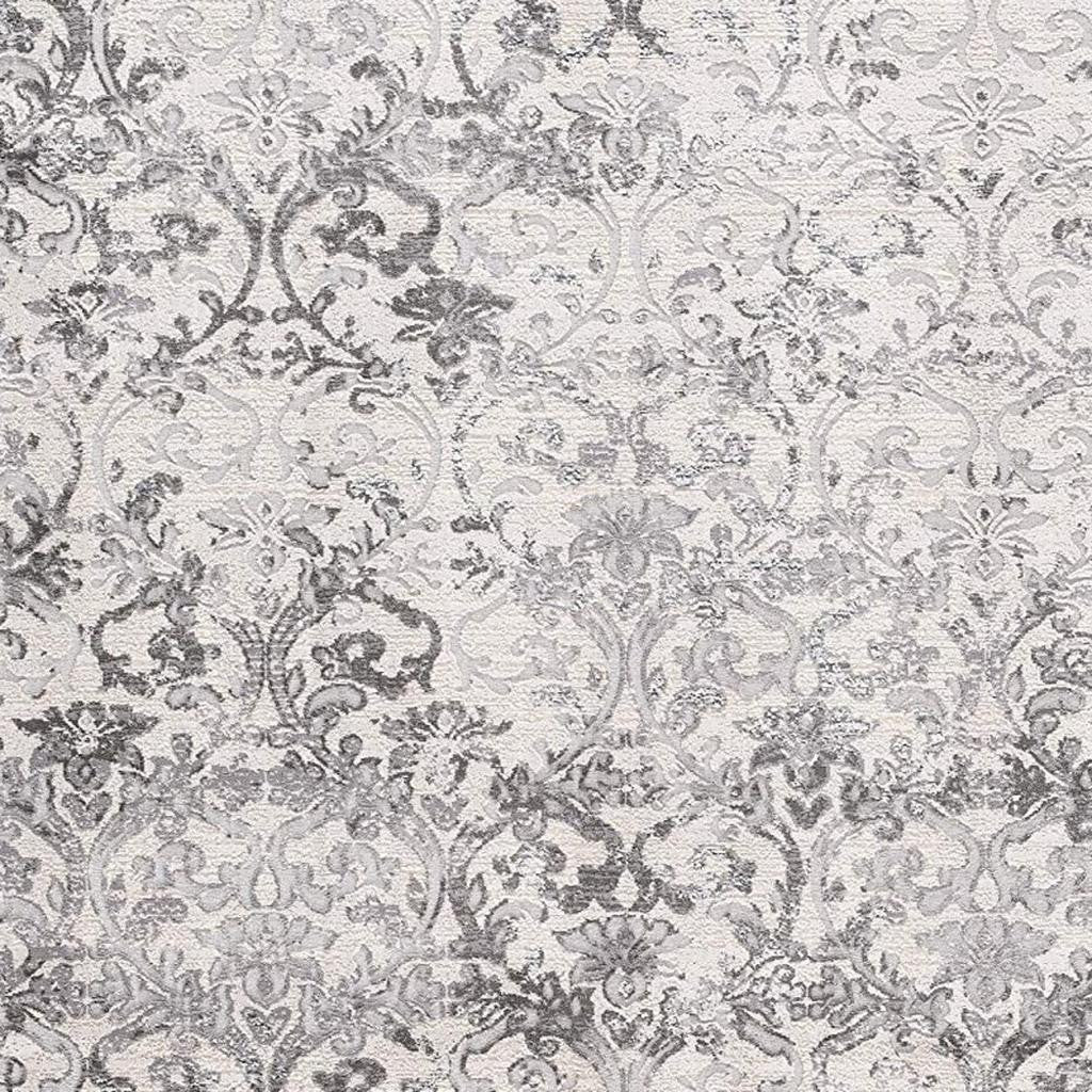 4' X 6' Gray and Ivory Toile Power Loom Area Rug-Area Rugs-DECOROLALA