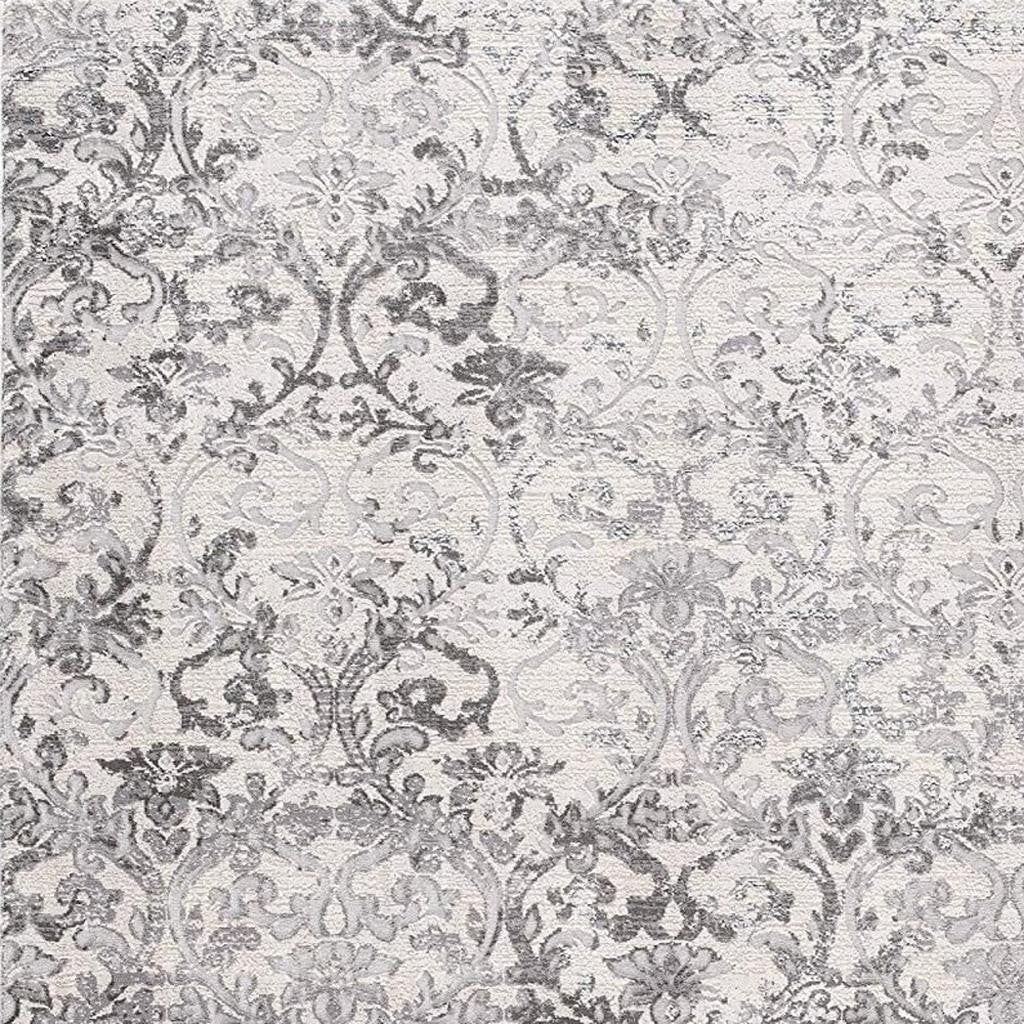 4' X 6' Gray and Ivory Toile Power Loom Area Rug-Area Rugs-DECOROLALA