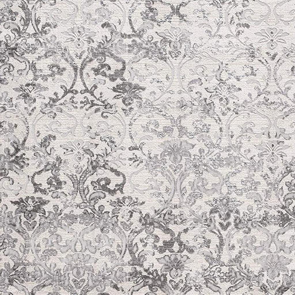 4' X 6' Gray and Ivory Toile Power Loom Area Rug-Area Rugs-DECOROLALA