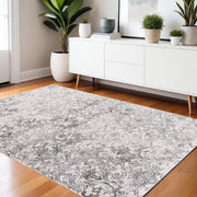 4' X 6' Gray and Ivory Toile Power Loom Area Rug-Area Rugs-DECOROLALA