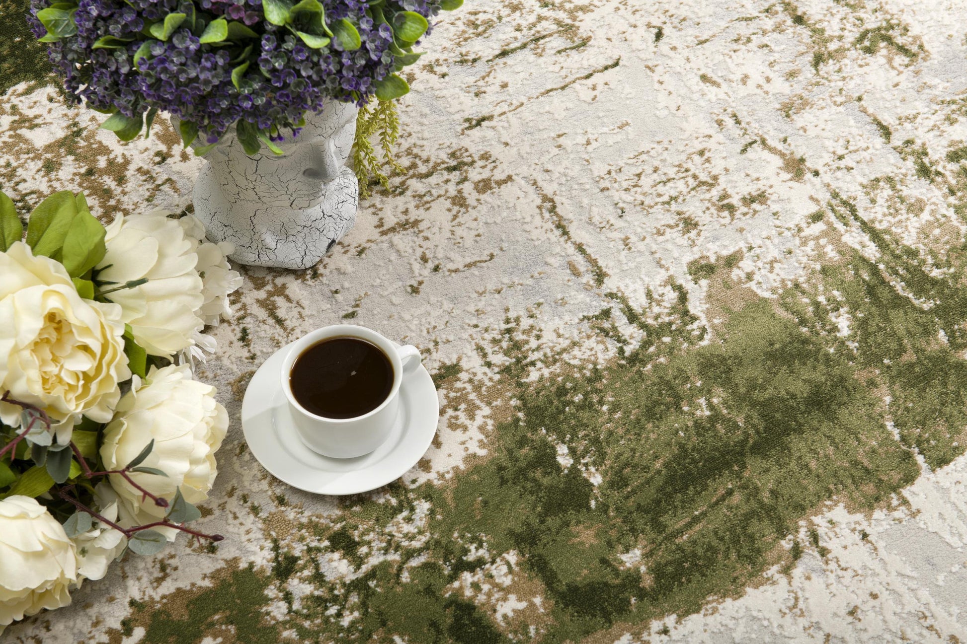 4' X 6' Green Abstract Dhurrie Area Rug-Area Rugs-DECOROLALA