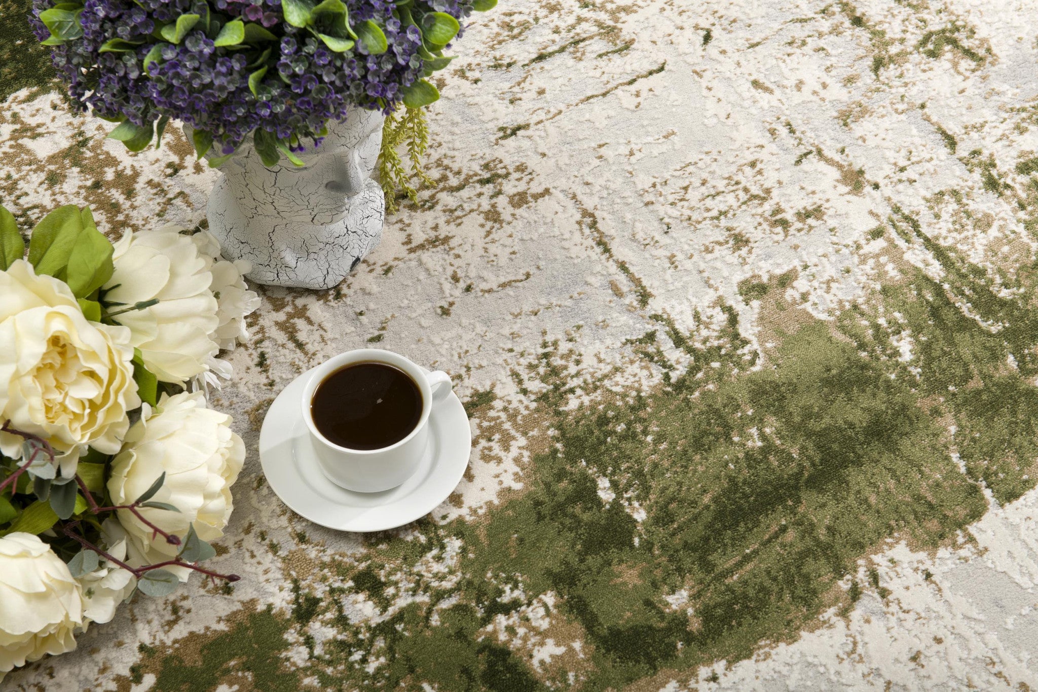 4' X 6' Green Abstract Dhurrie Area Rug-Area Rugs-DECOROLALA