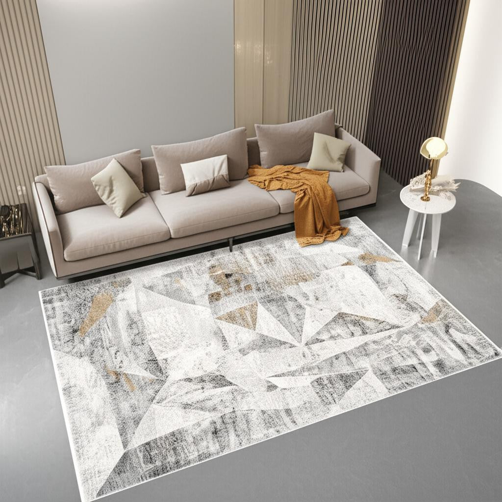 4' X 6' Grey Abstract Area Rug-Area Rugs-DECOROLALA
