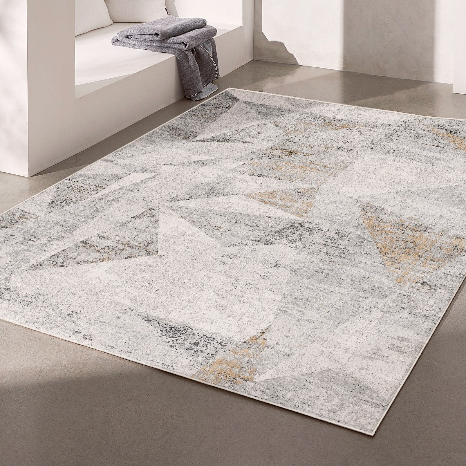 4' X 6' Grey Abstract Area Rug-Area Rugs-DECOROLALA