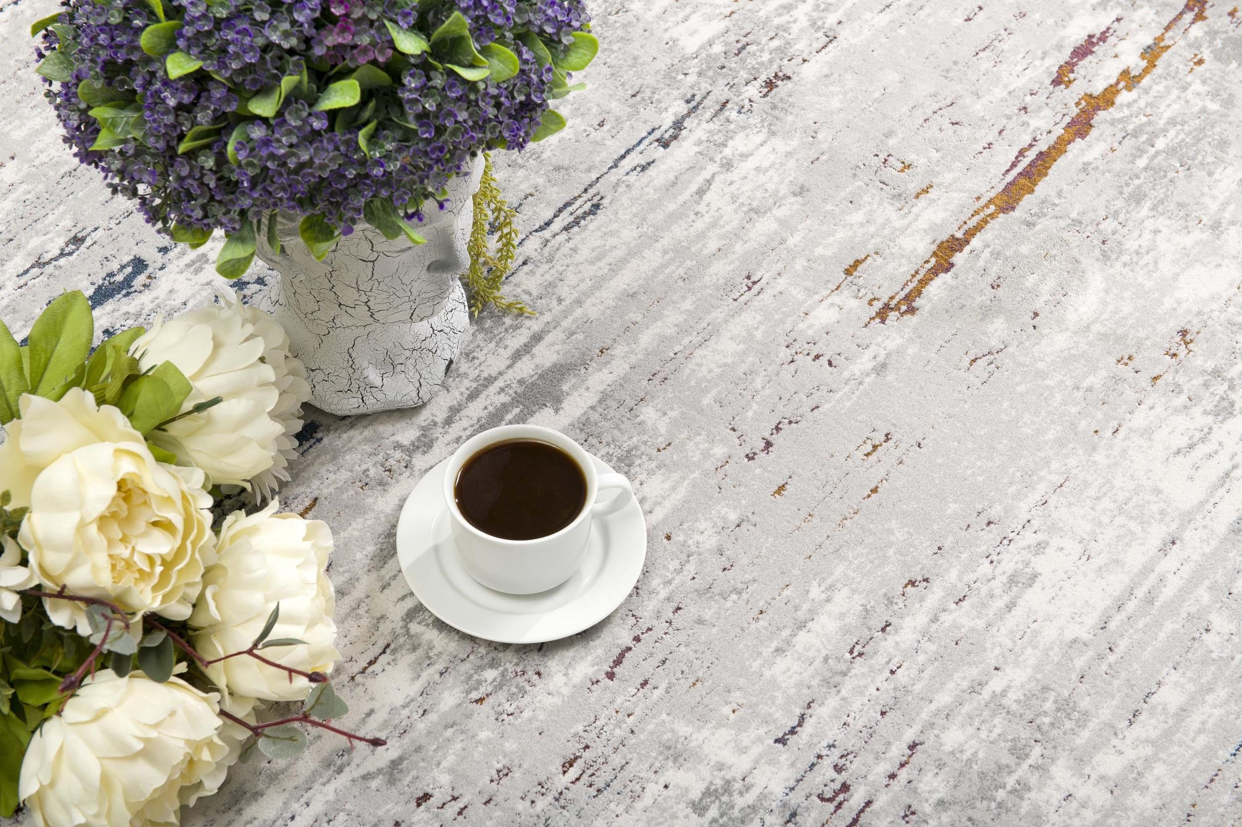 4' X 6' Grey Abstract Area Rug-Area Rugs-DECOROLALA