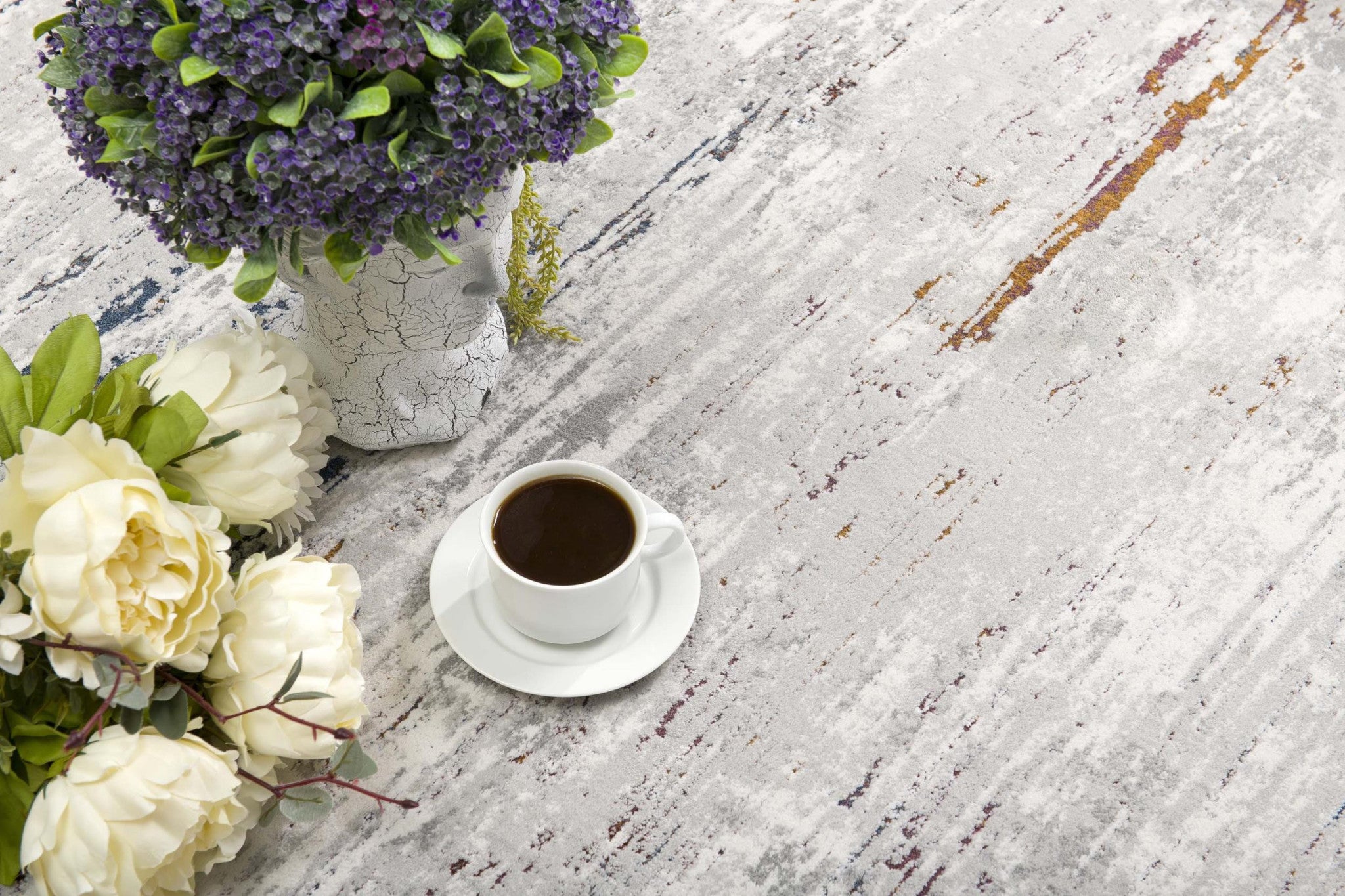 4' X 6' Grey Abstract Area Rug-Area Rugs-DECOROLALA