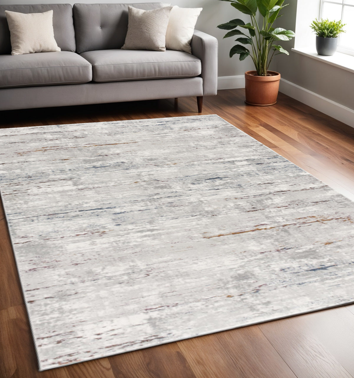 4' X 6' Grey Abstract Area Rug-Area Rugs-DECOROLALA