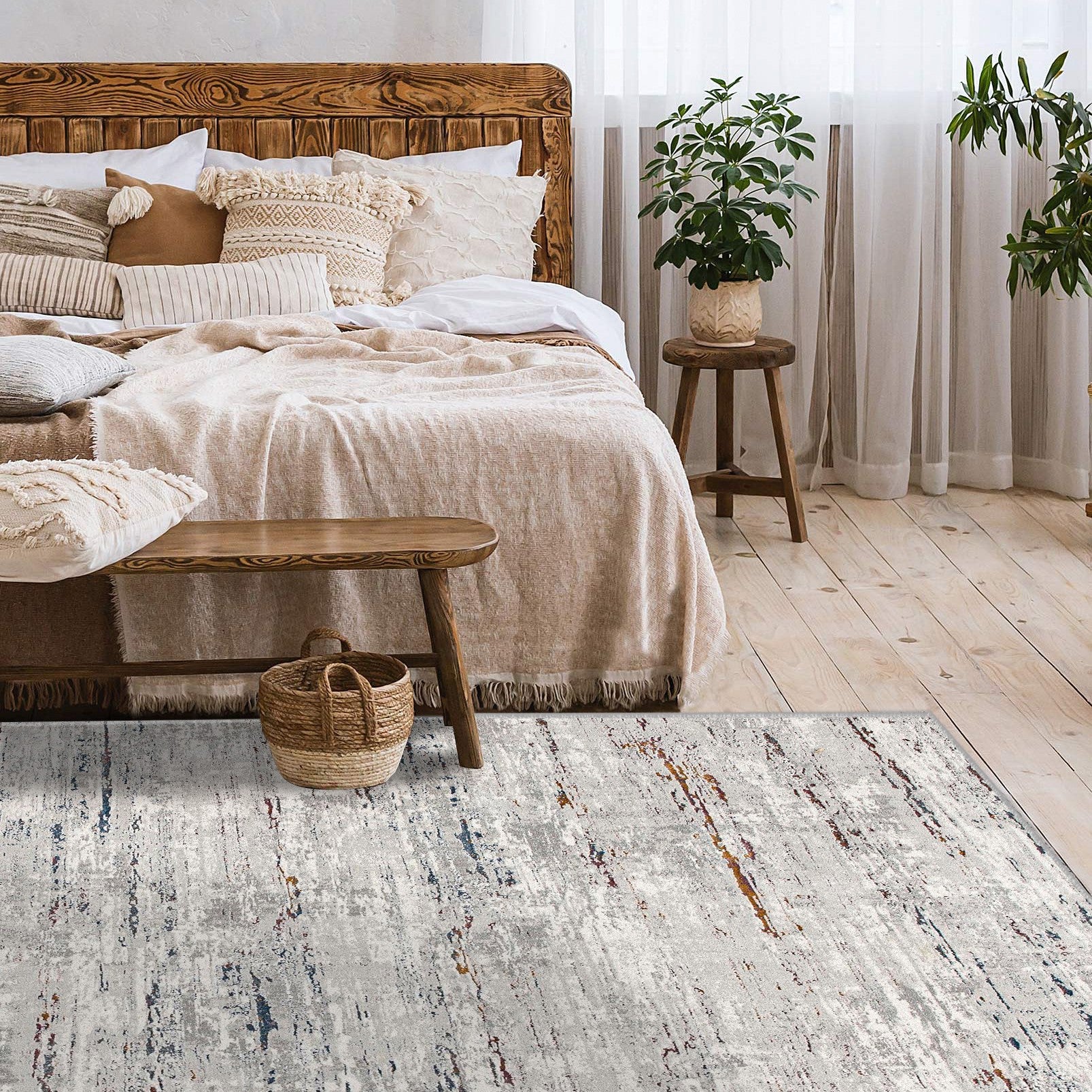 4' X 6' Grey Abstract Area Rug-Area Rugs-DECOROLALA