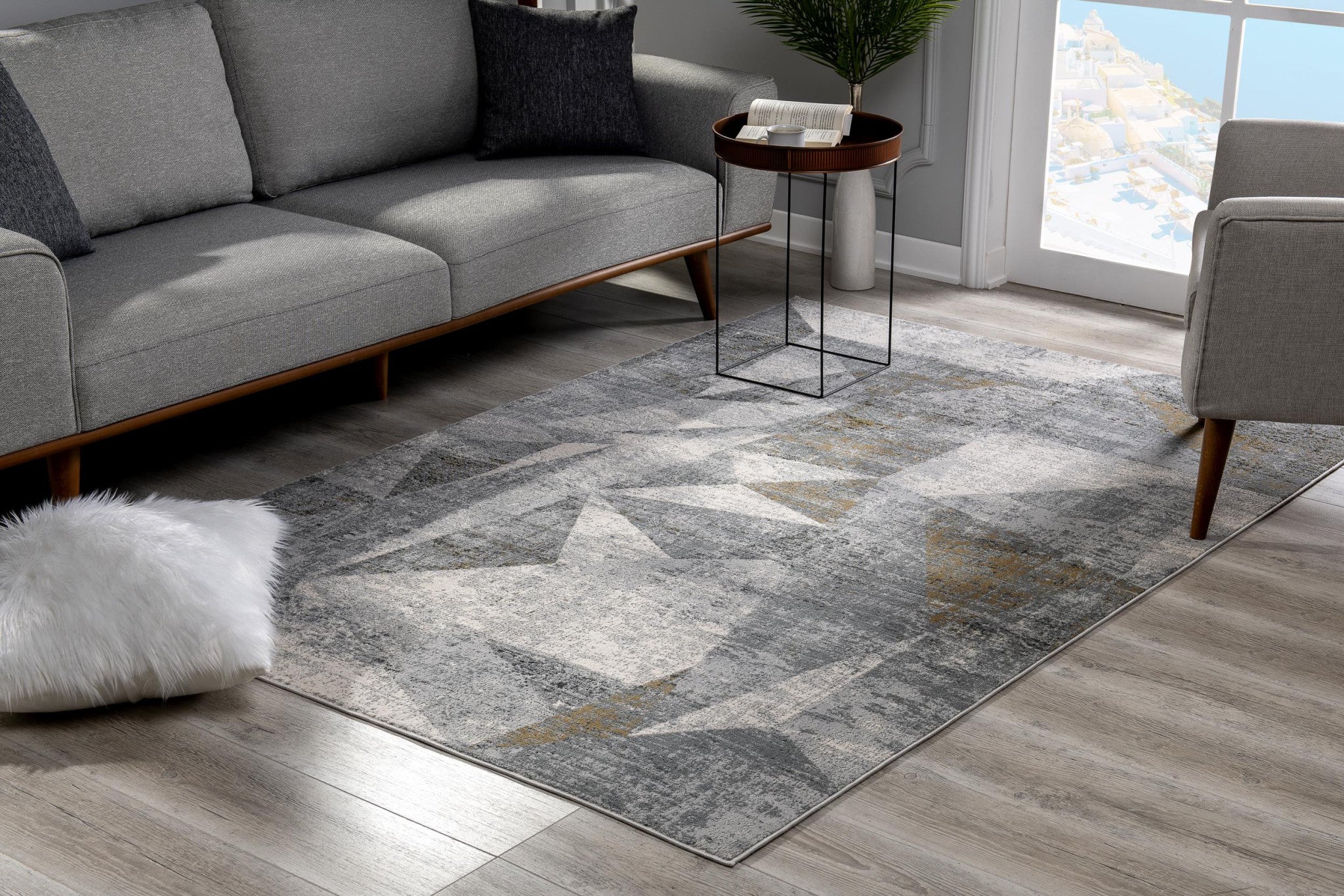 4' X 6' Grey Abstract Area Rug-Area Rugs-DECOROLALA