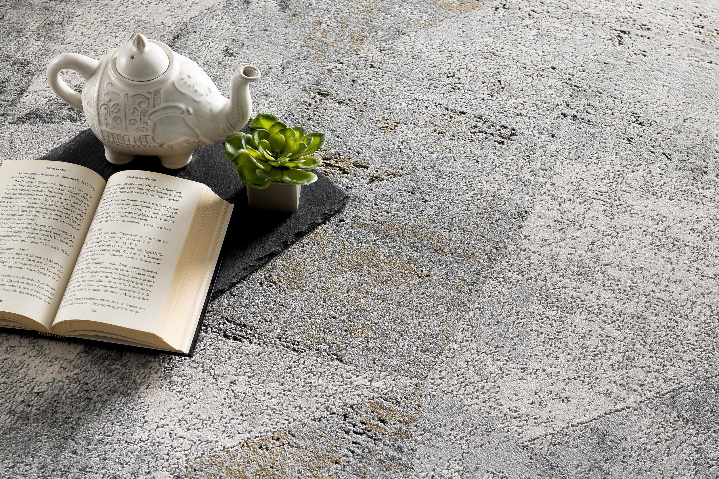 4' X 6' Grey Abstract Area Rug-Area Rugs-DECOROLALA