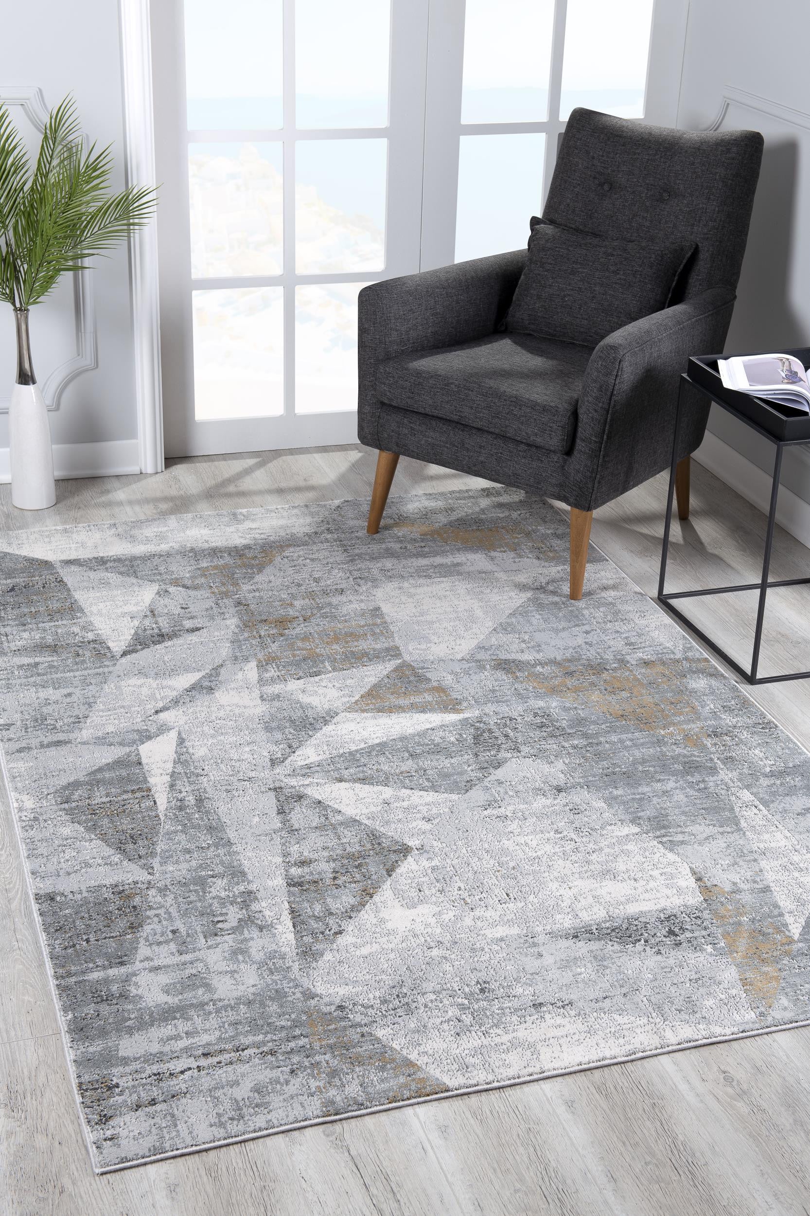 4' X 6' Grey Abstract Area Rug-Area Rugs-DECOROLALA