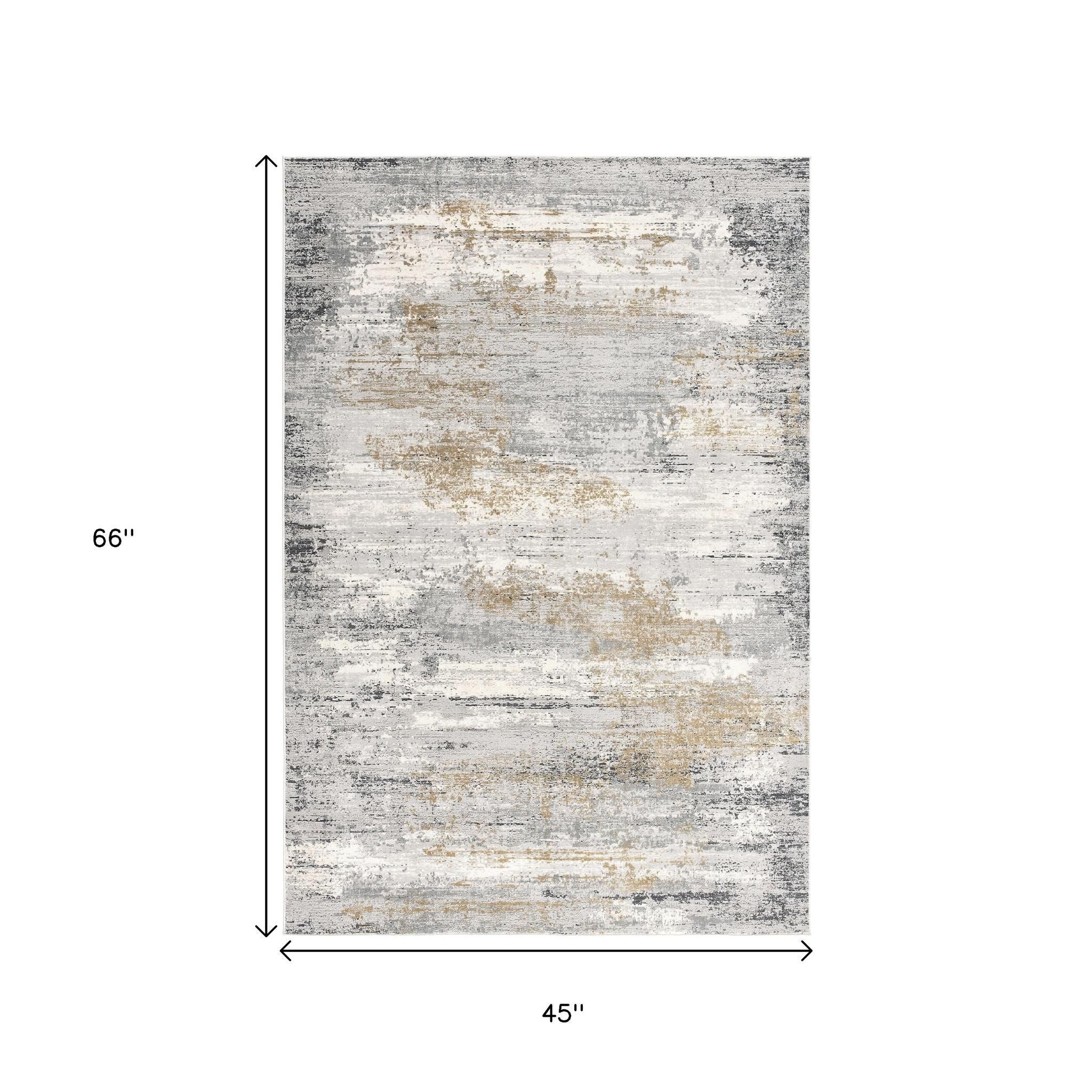 4' X 6' Grey Abstract Area Rug-Area Rugs-DECOROLALA