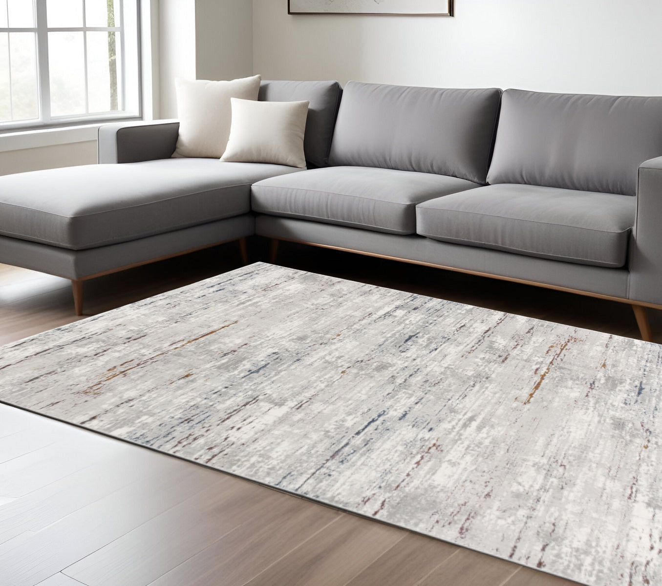 4' X 6' Grey Abstract Area Rug-Area Rugs-DECOROLALA