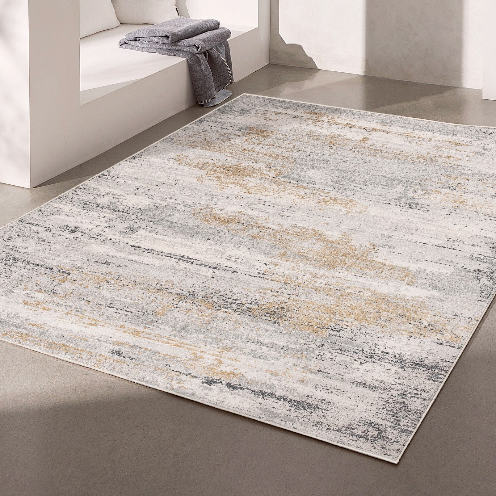 4' X 6' Grey Abstract Area Rug-Area Rugs-DECOROLALA