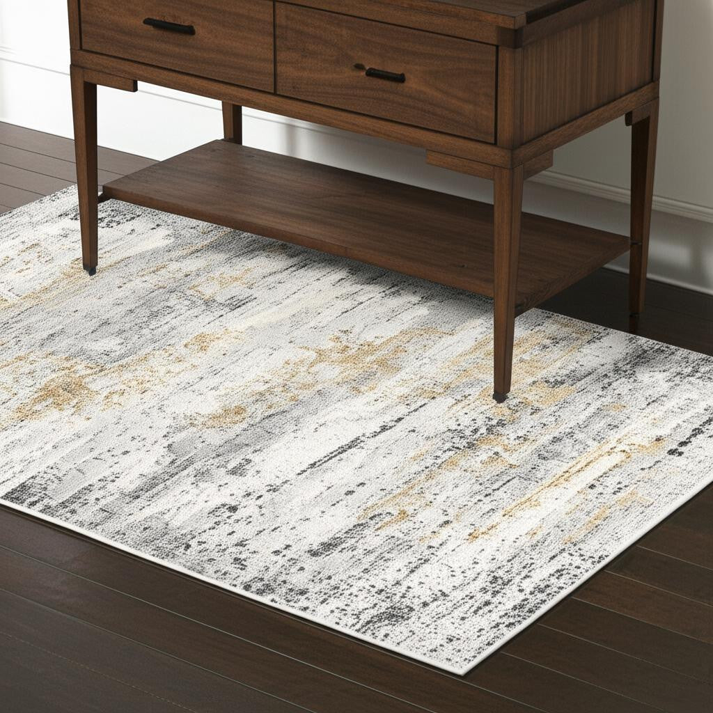 4' X 6' Grey Abstract Area Rug-Area Rugs-DECOROLALA