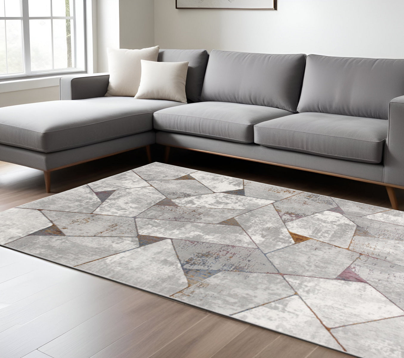 4' X 6' Grey Geometric Area Rug-Area Rugs-DECOROLALA