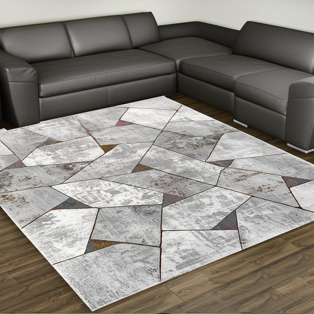 4' X 6' Grey Geometric Area Rug-Area Rugs-DECOROLALA