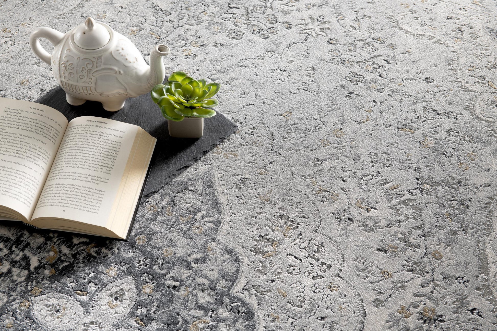 4' X 6' Grey Oriental Area Rug-Area Rugs-DECOROLALA