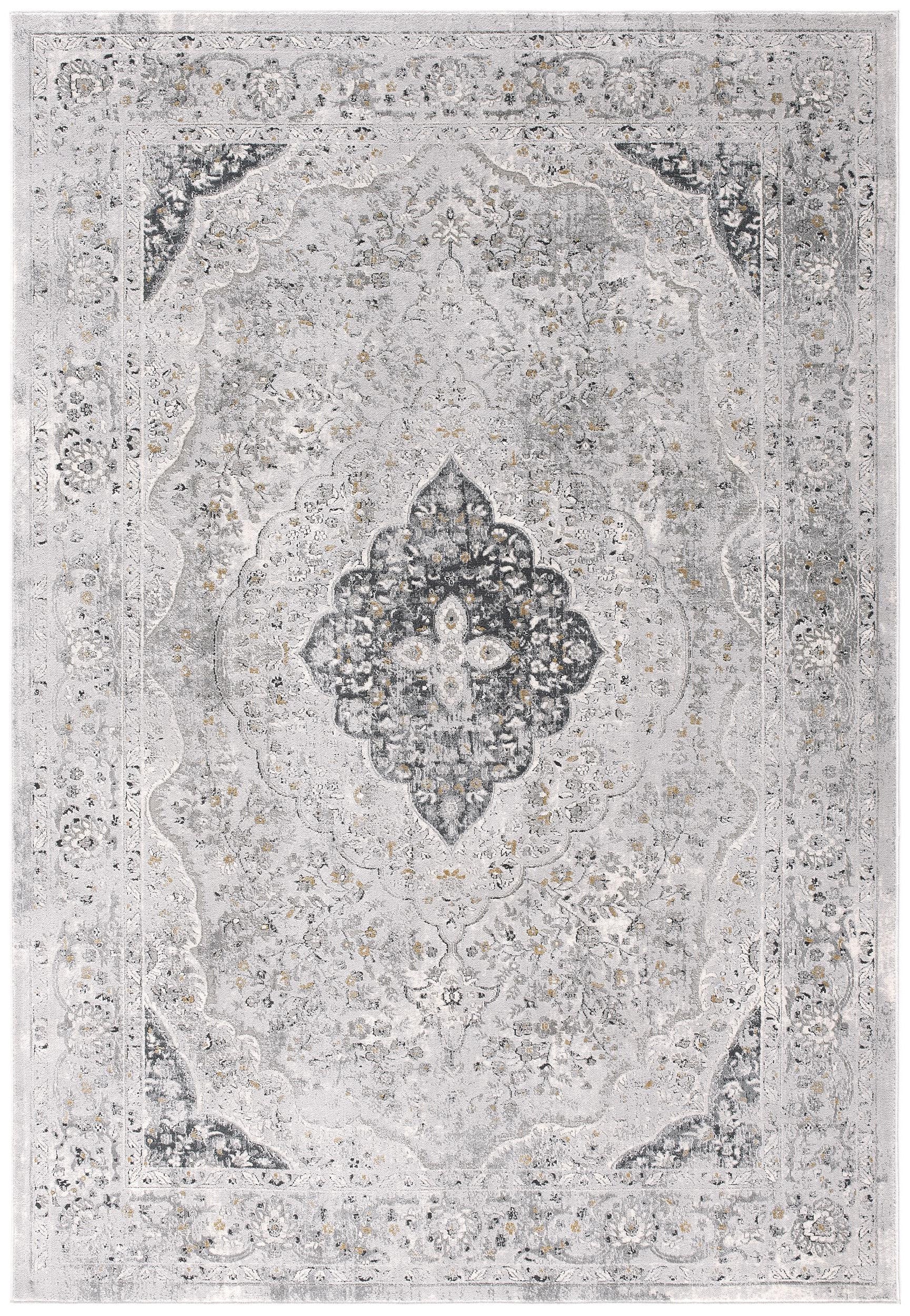 4' X 6' Grey Oriental Area Rug-Area Rugs-DECOROLALA