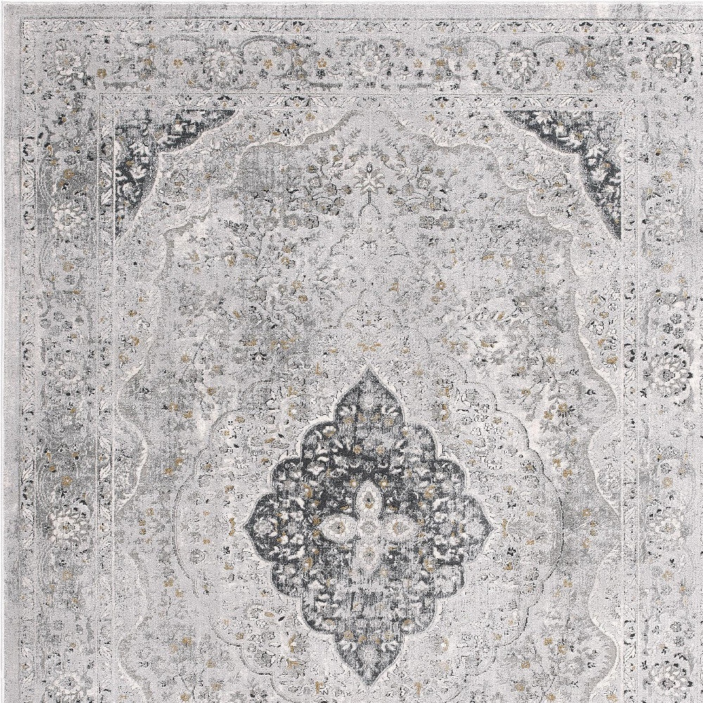 4' X 6' Grey Oriental Area Rug-Area Rugs-DECOROLALA