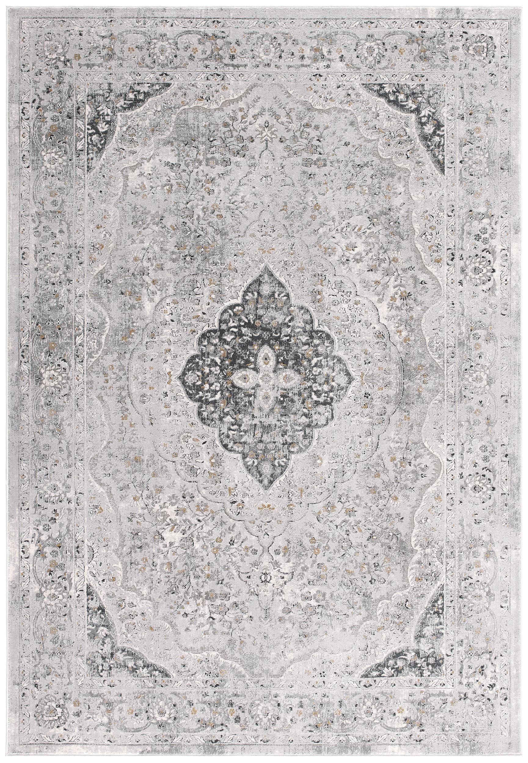 4' X 6' Grey Oriental Area Rug-Area Rugs-DECOROLALA