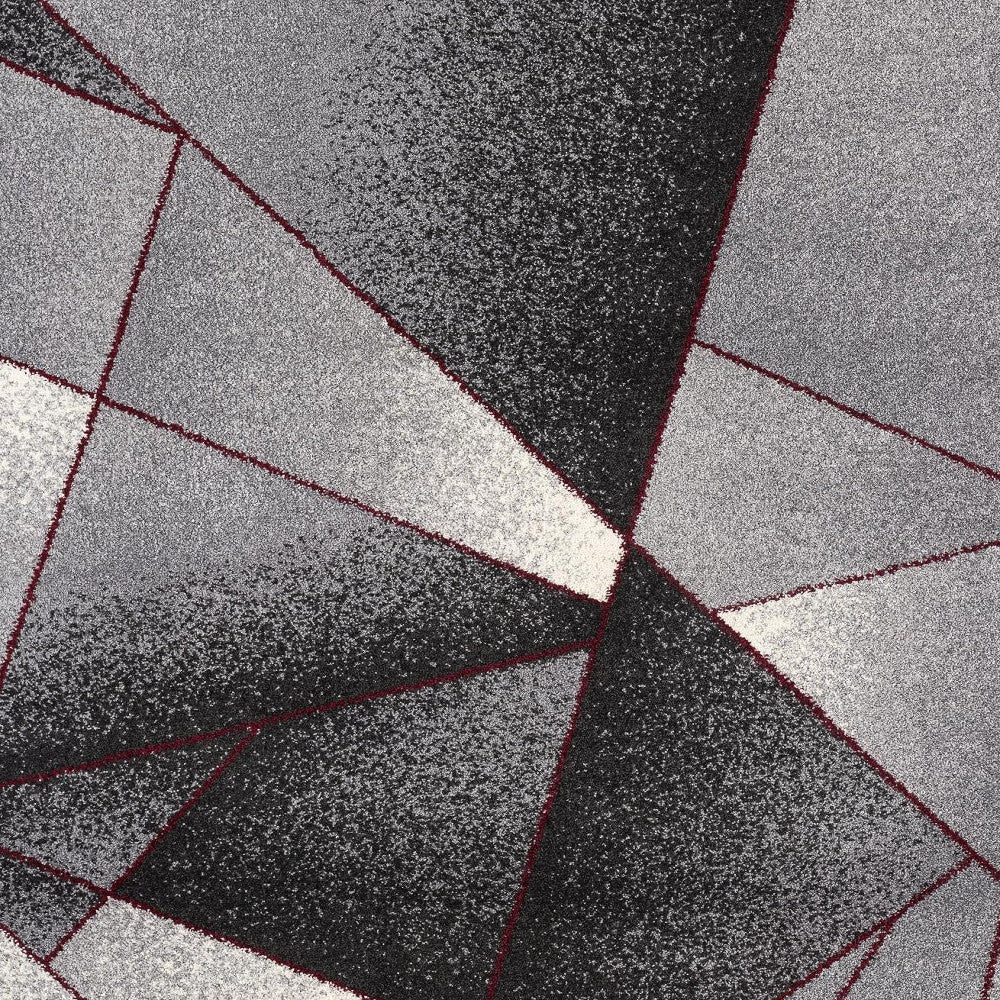 4' X 6' Grey Red Geometric Area Rug-Area Rugs-DECOROLALA