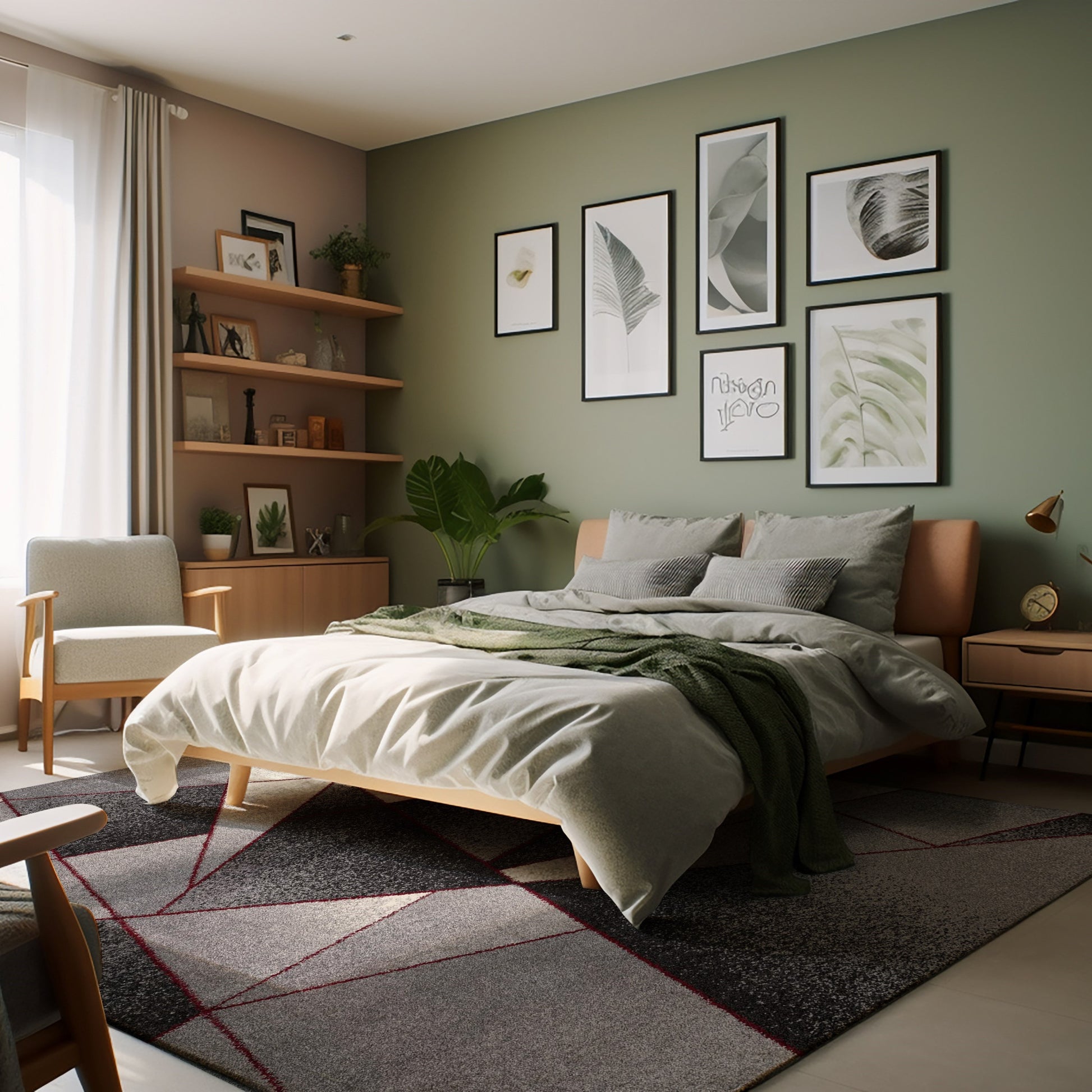 4' X 6' Grey Red Geometric Area Rug-Area Rugs-DECOROLALA