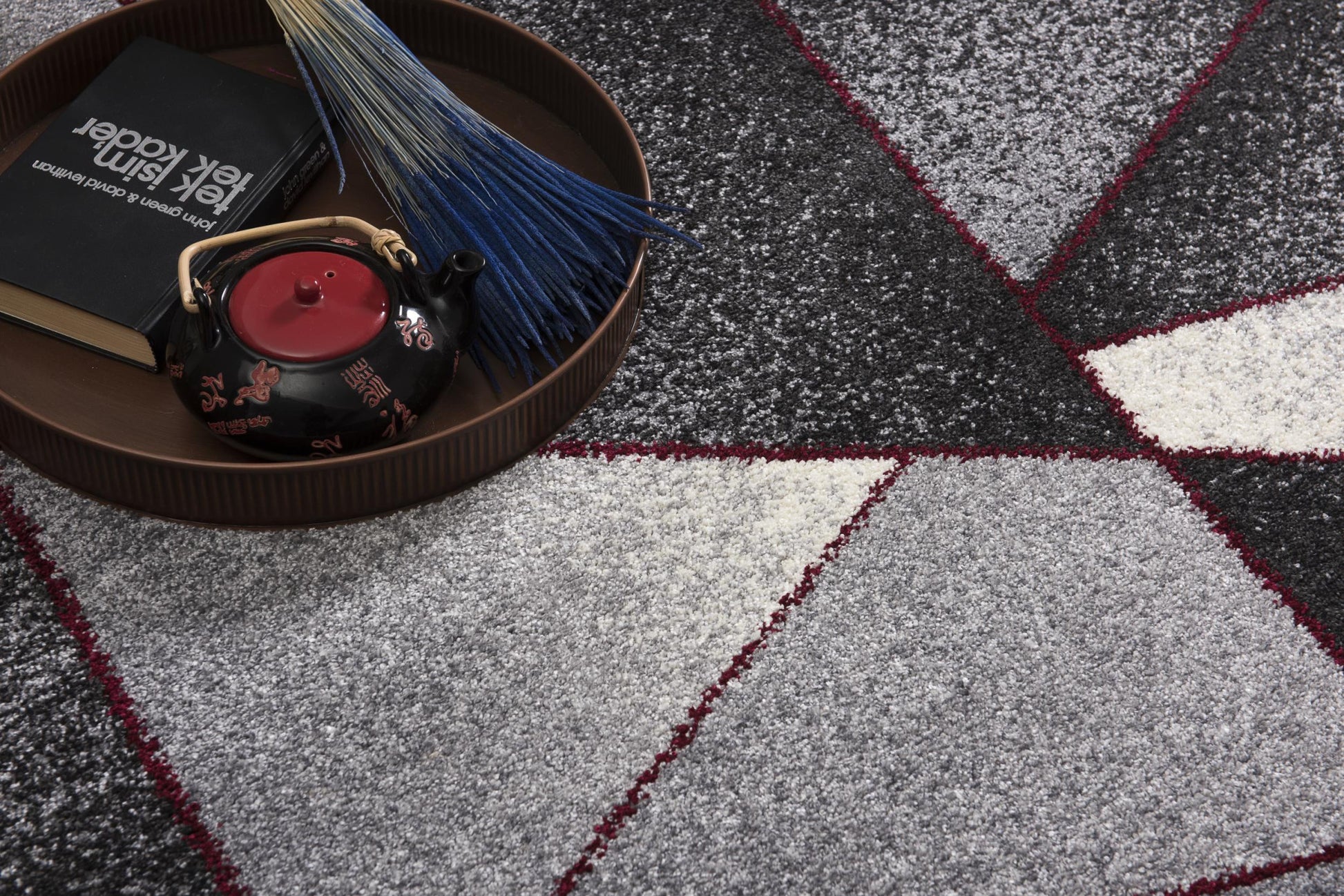 4' X 6' Grey Red Geometric Area Rug-Area Rugs-DECOROLALA