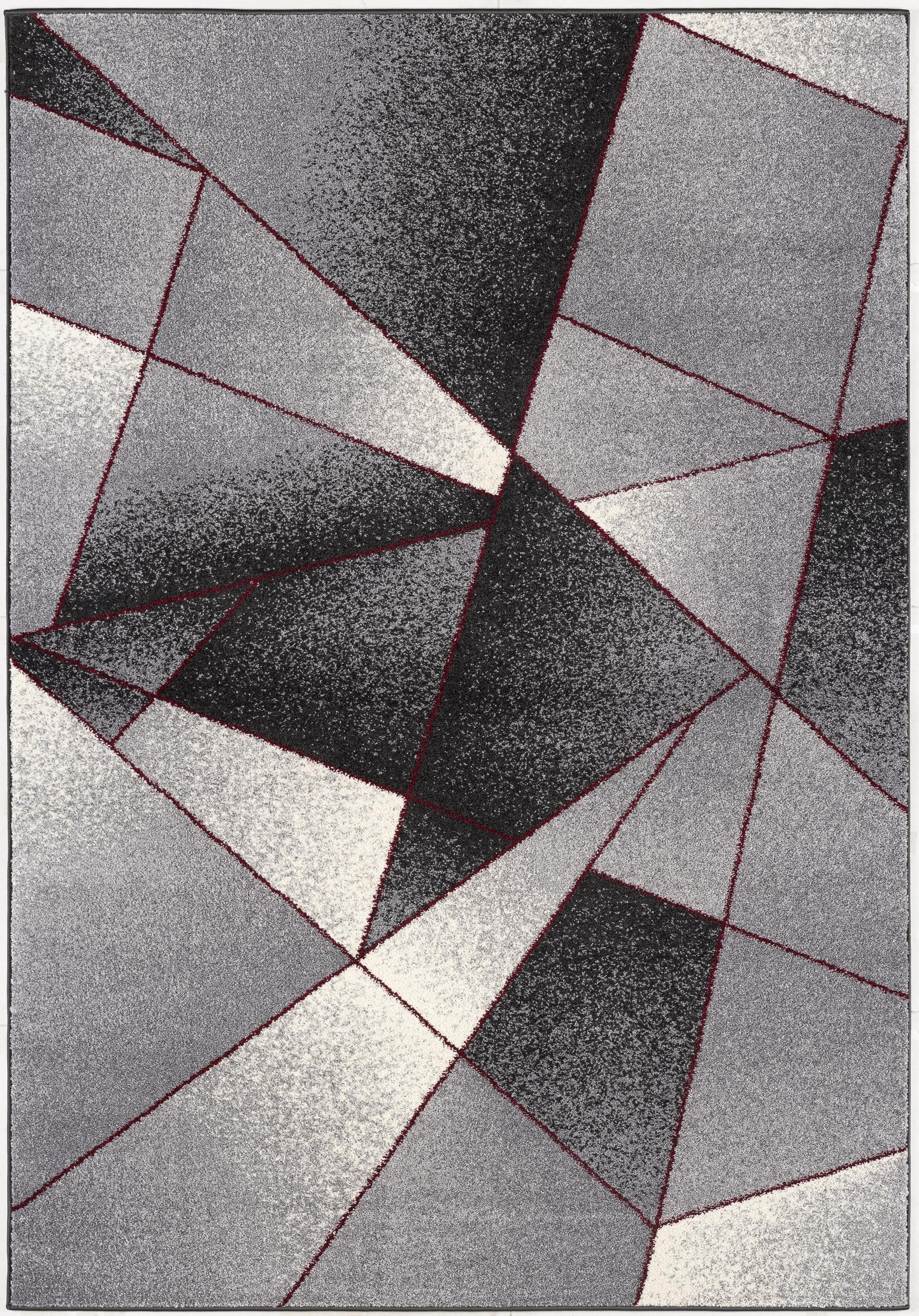4' X 6' Grey Red Geometric Area Rug-Area Rugs-DECOROLALA