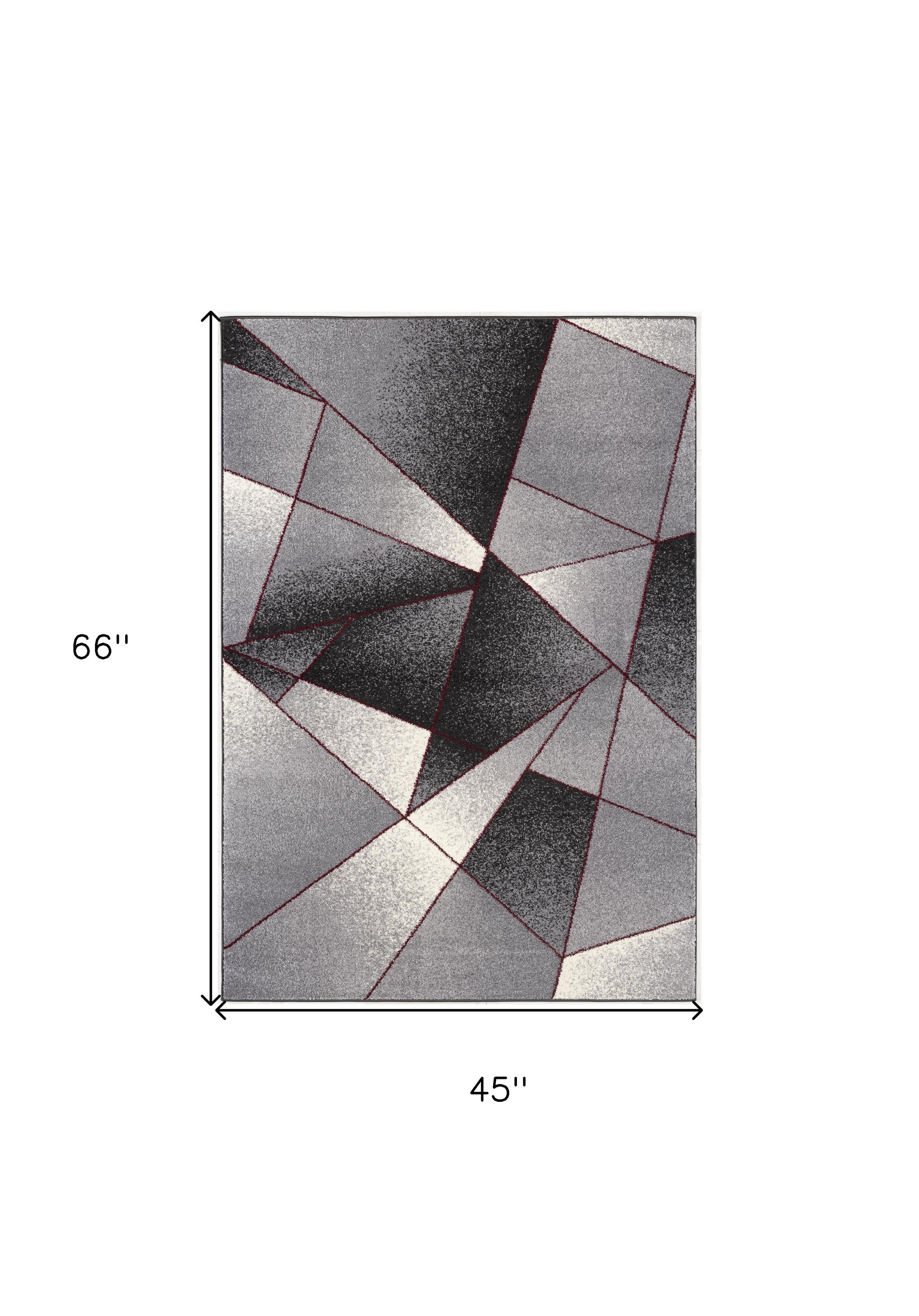 4' X 6' Grey Red Geometric Area Rug-Area Rugs-DECOROLALA