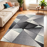 4' X 6' Grey Red Geometric Area Rug-Area Rugs-DECOROLALA