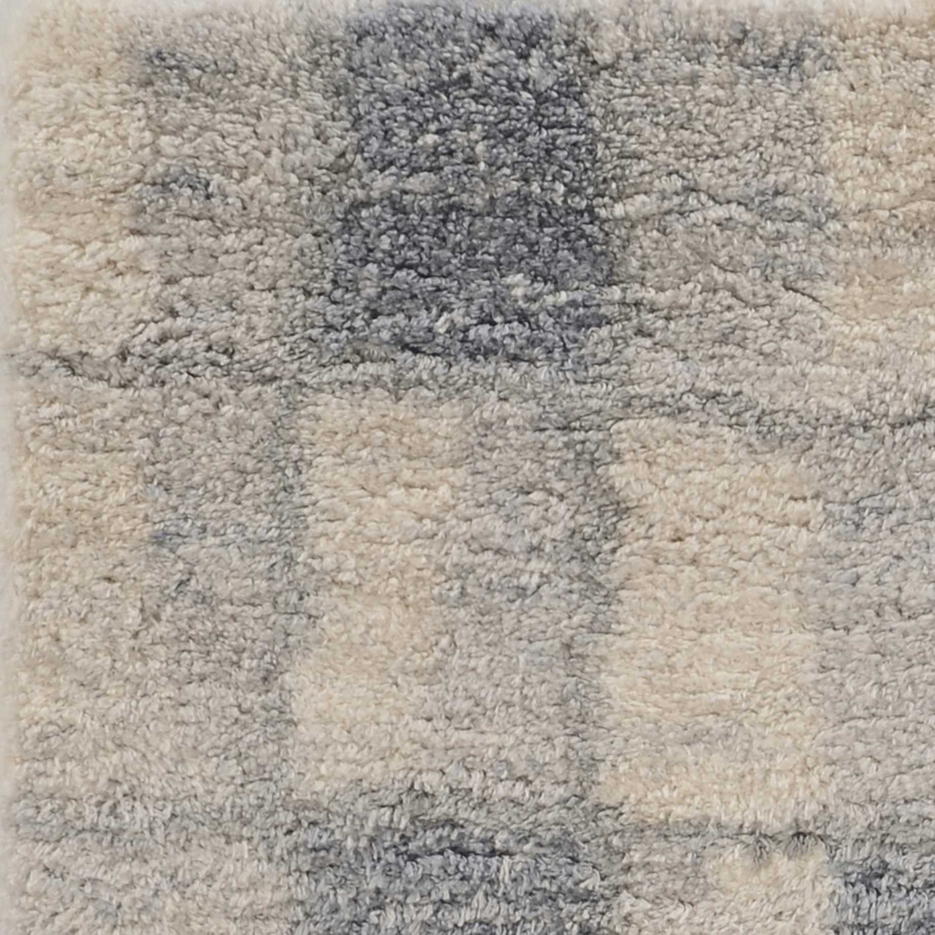 4' X 6' Ivory And Blue Abstract Geometric Distressed Area Rug-Area Rugs-DECOROLALA