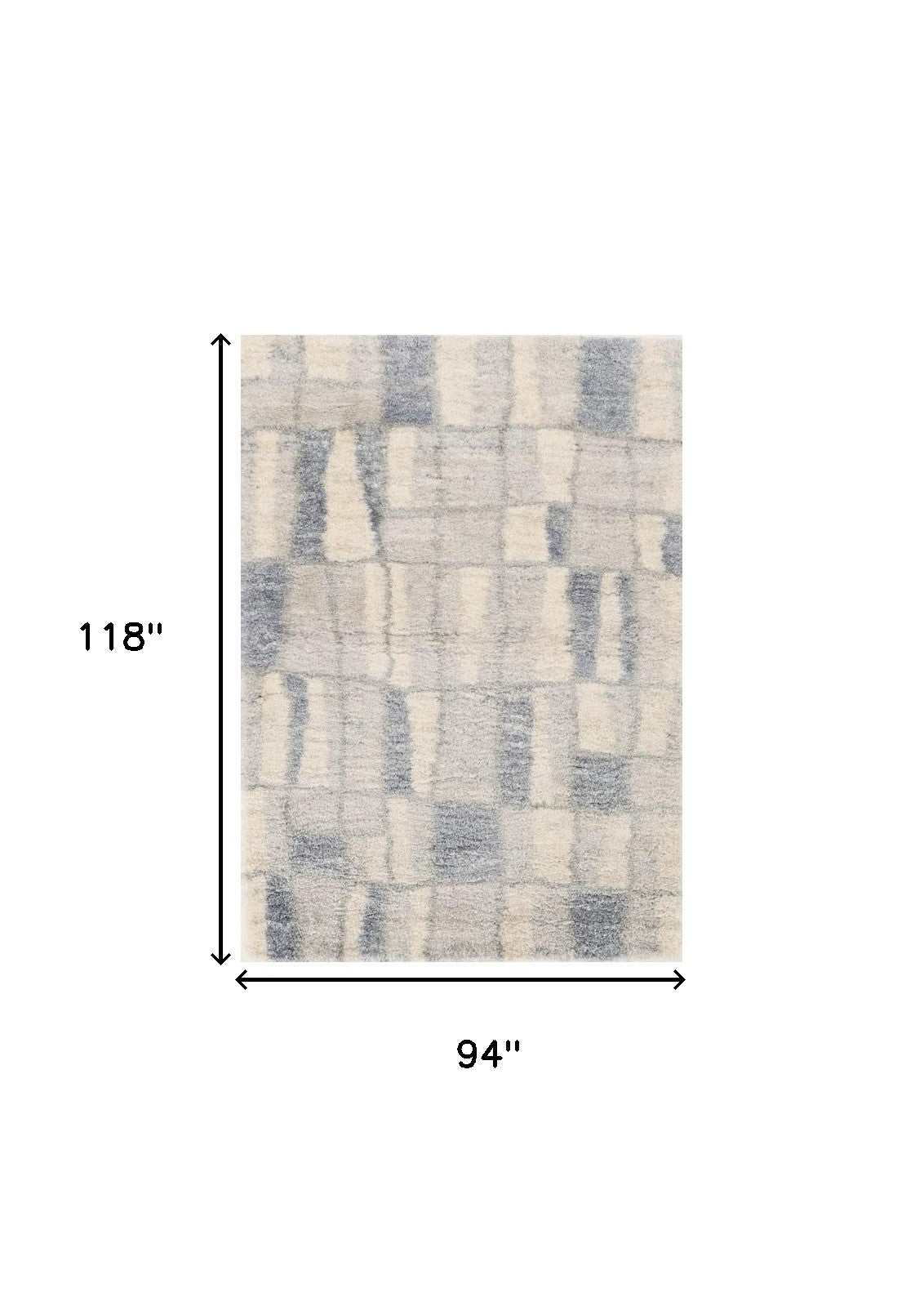 4' X 6' Ivory And Blue Abstract Geometric Distressed Area Rug-Area Rugs-DECOROLALA